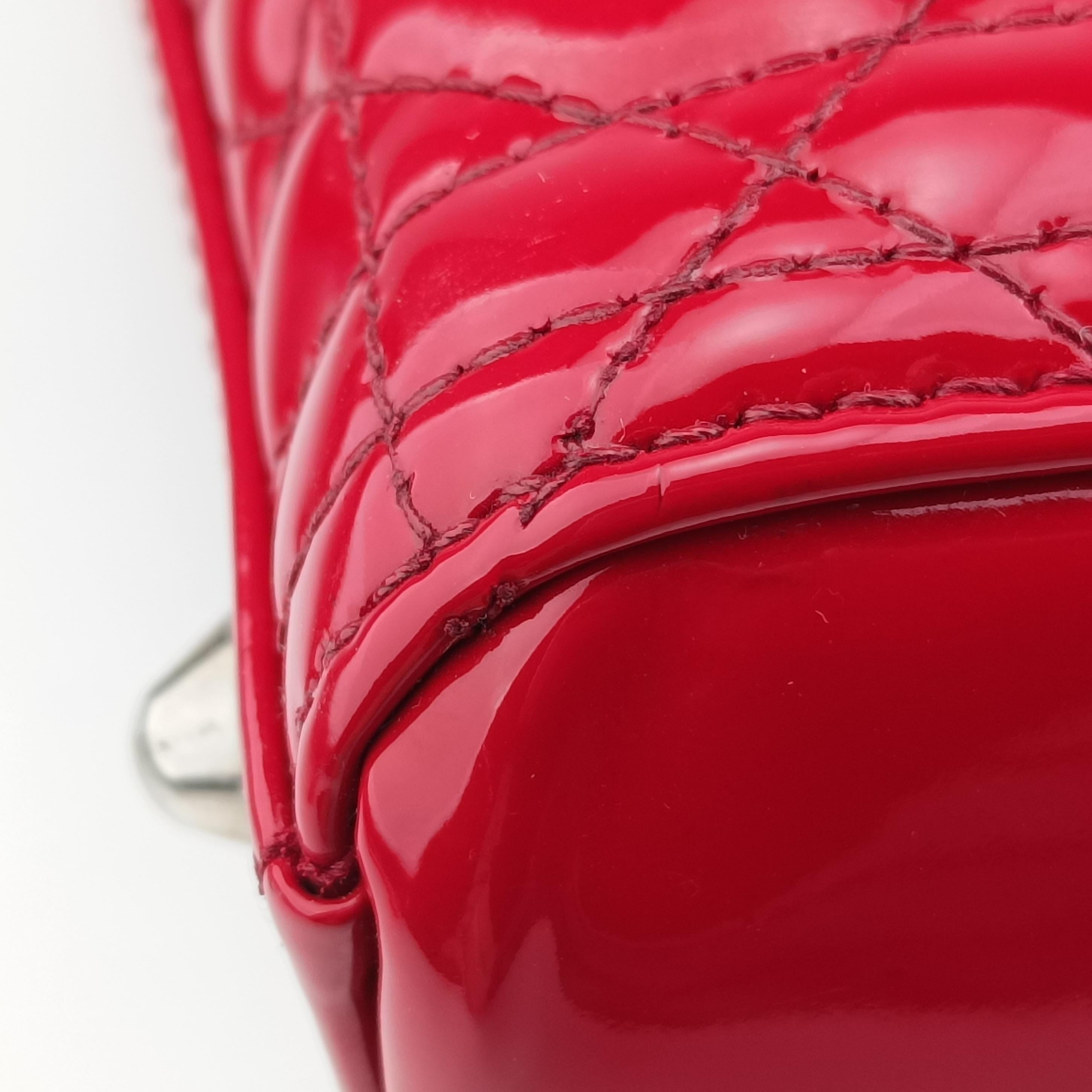 Pre-owned Christian Dior Lady Dior Red patent  shoulderbag | stylenewstar