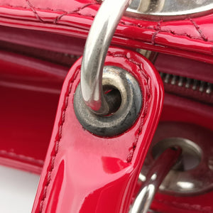 Pre-owned Christian Dior Lady Dior Red patent  shoulderbag | stylenewstar