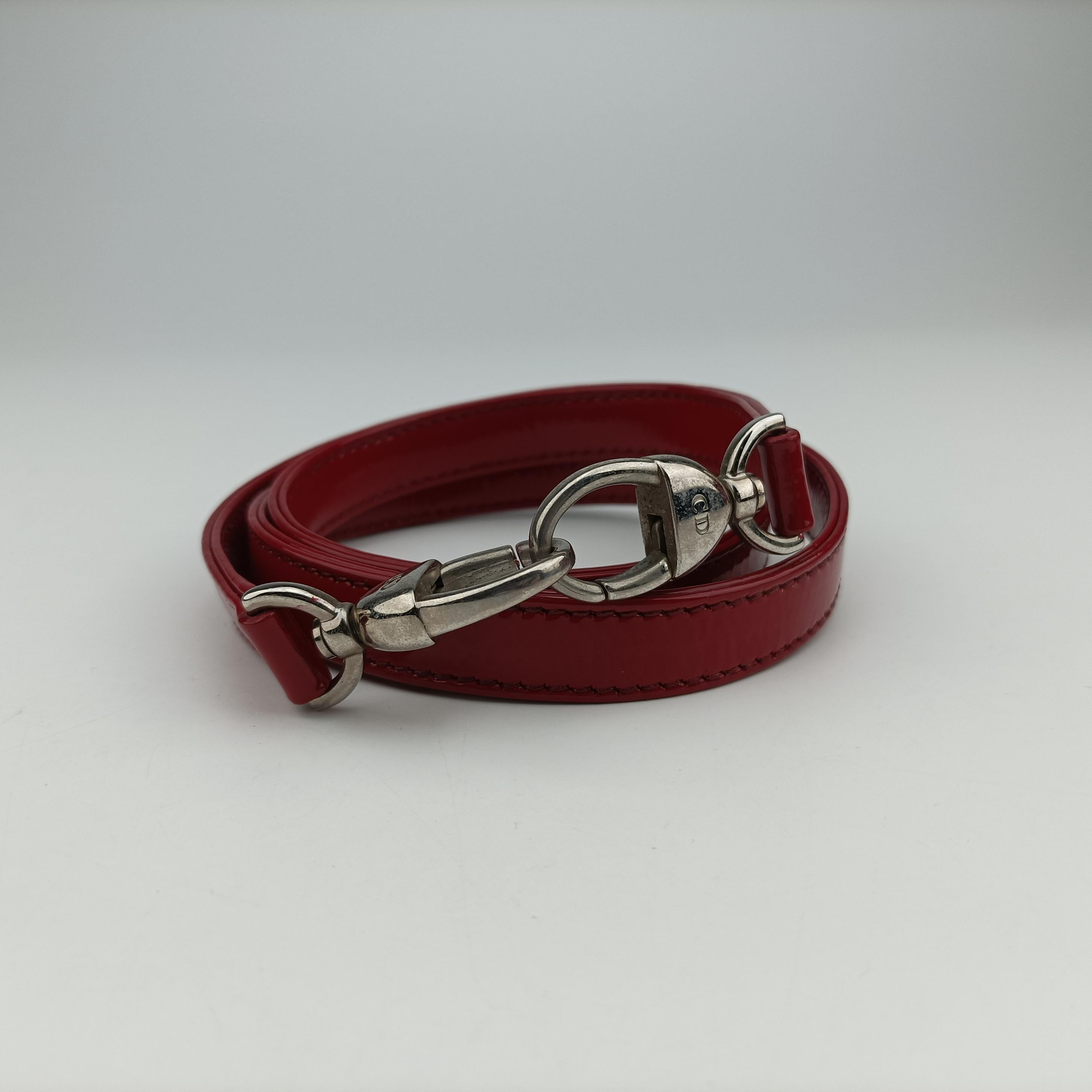 Pre-owned Christian Dior Lady Dior Red patent  shoulderbag | stylenewstar