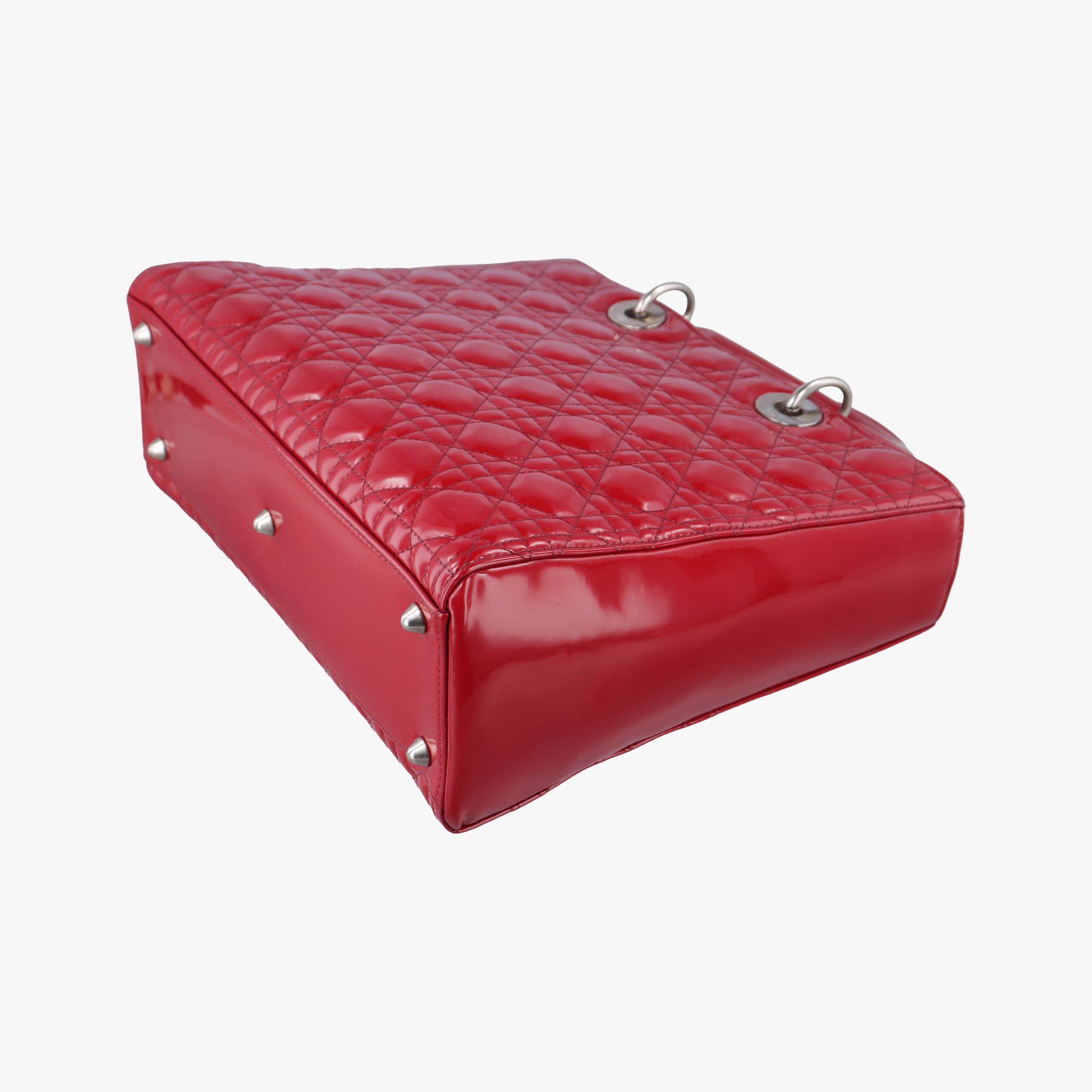 Pre-owned Christian Dior Lady Dior Red patent  shoulderbag | stylenewstar