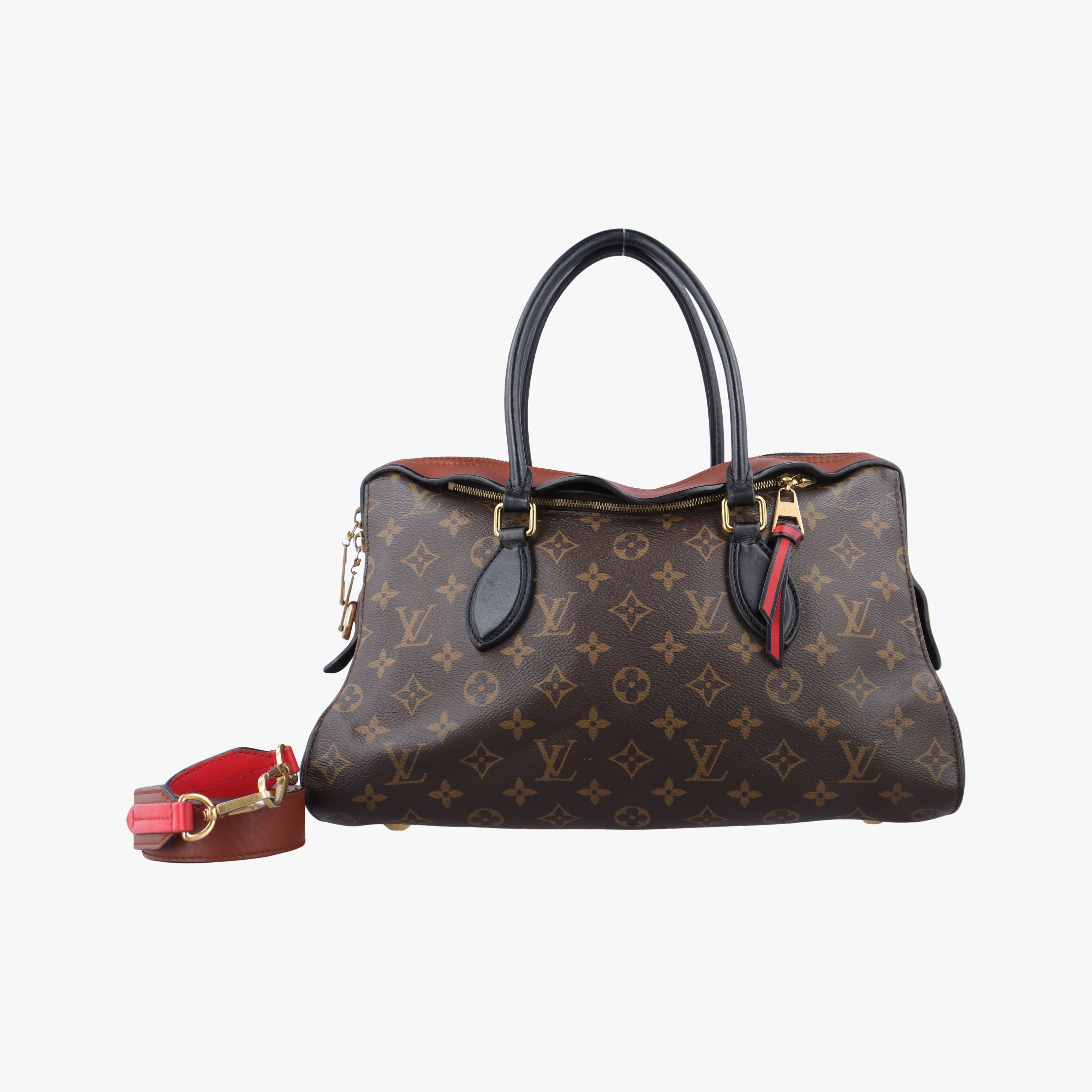 Pre-owned Louis Vuitton TUILERIES tote brown×CARAMEL Monogram Canvas×calf leather M41456 shoulderbag | stylenewstar