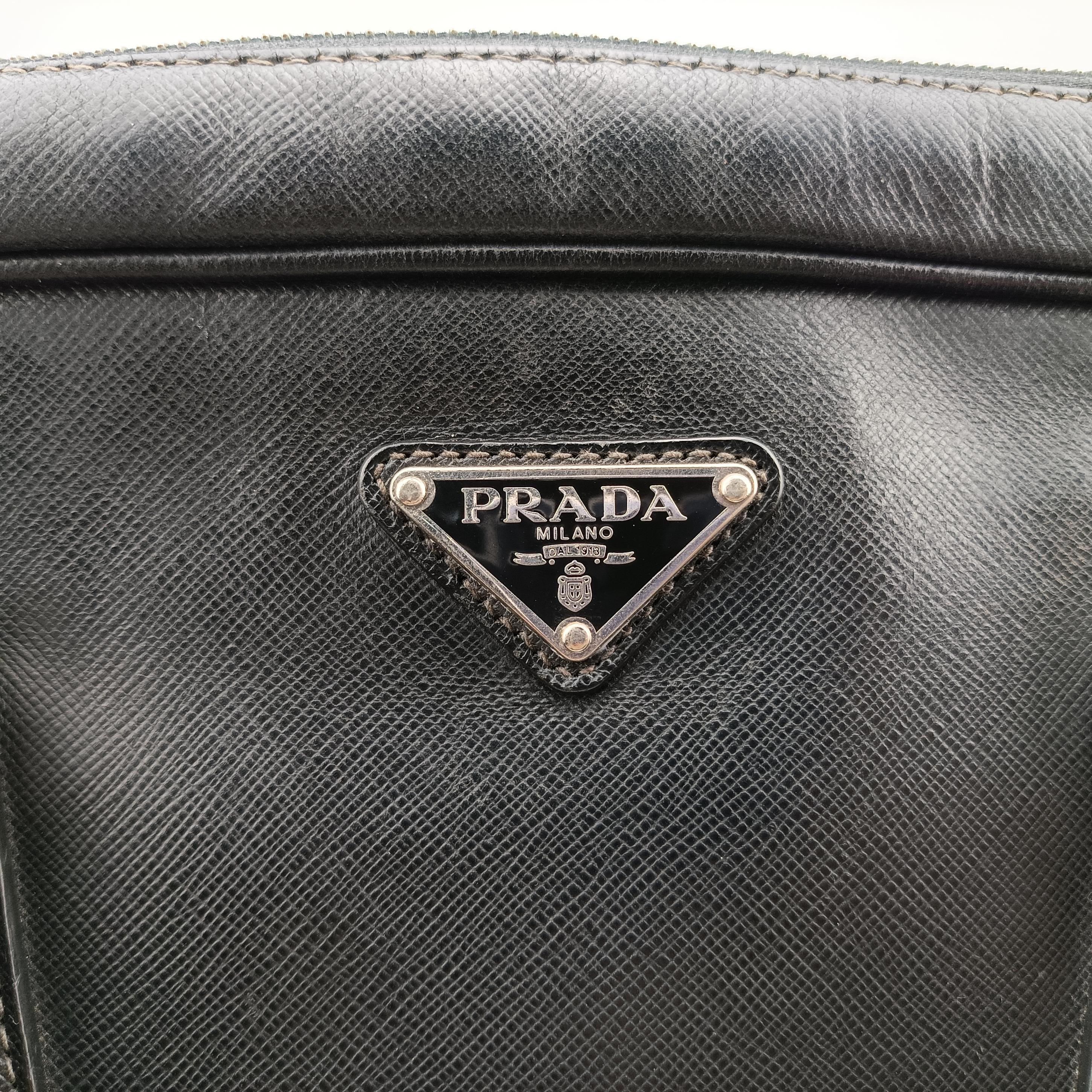 Secondhand Prada Business Briefcase Black SAFFIANO Leather 2VE011 handbag | stylenewstar