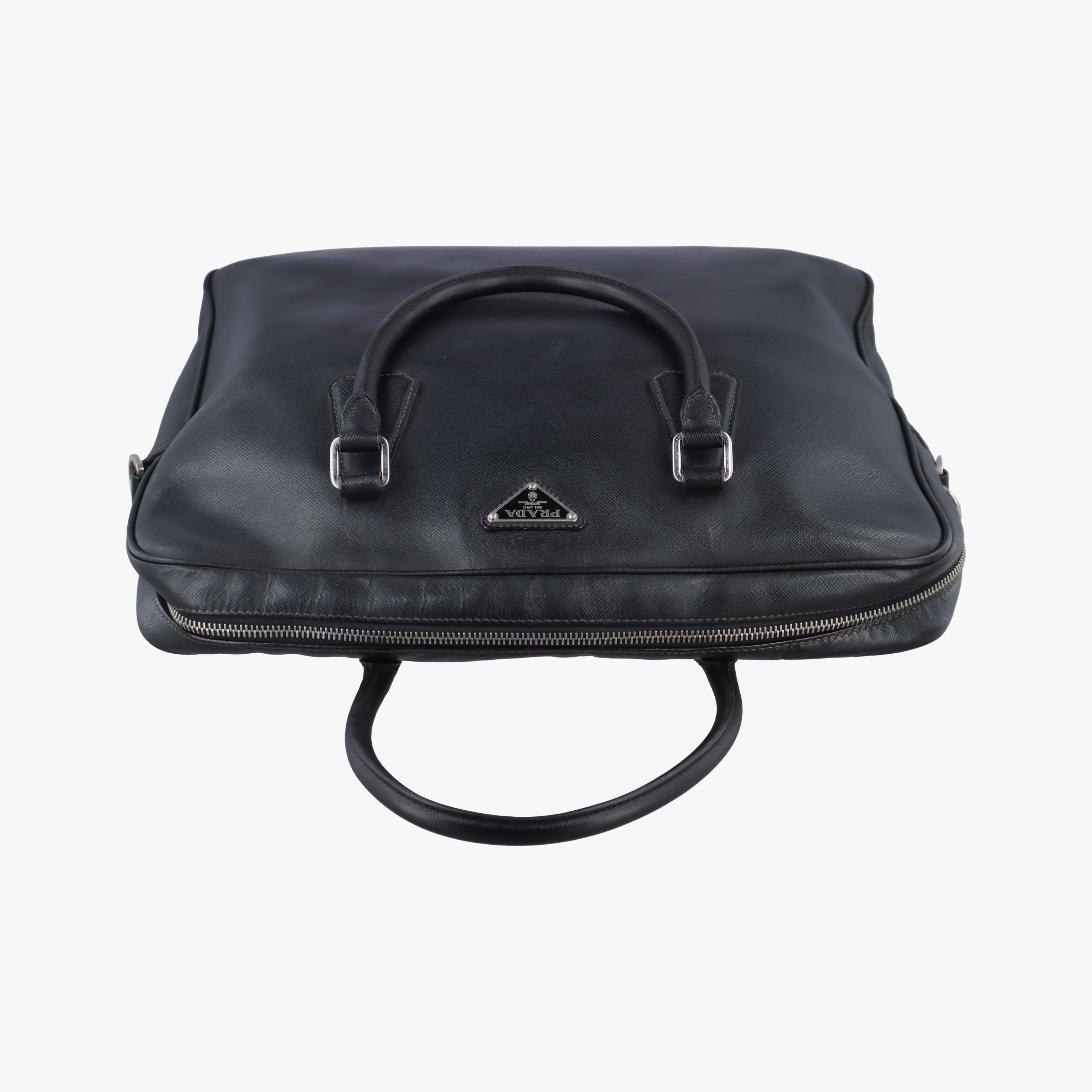 Secondhand Prada Business Briefcase Black SAFFIANO Leather 2VE011 handbag | stylenewstar