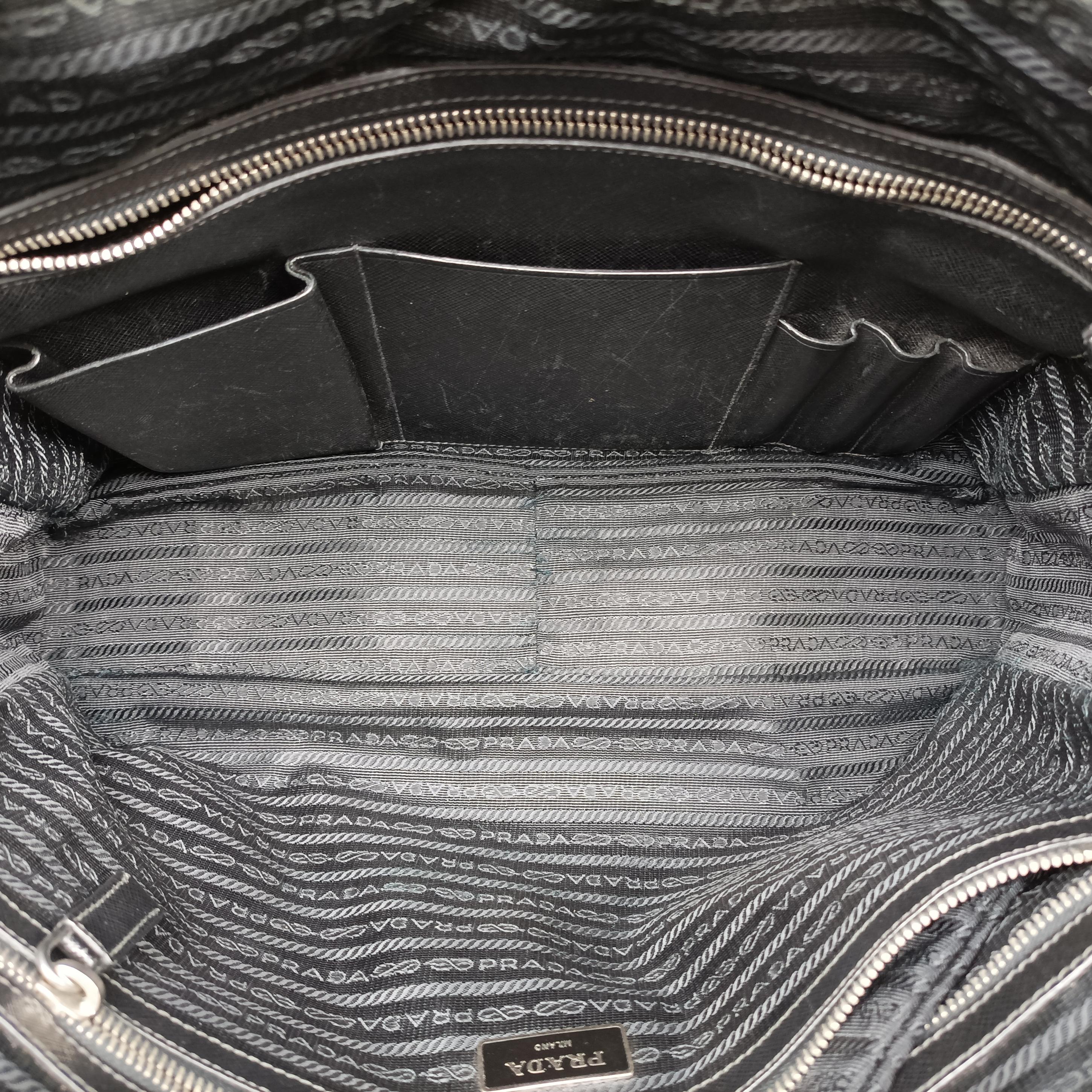 Secondhand Prada Business Briefcase Black SAFFIANO Leather 2VE011 handbag | stylenewstar