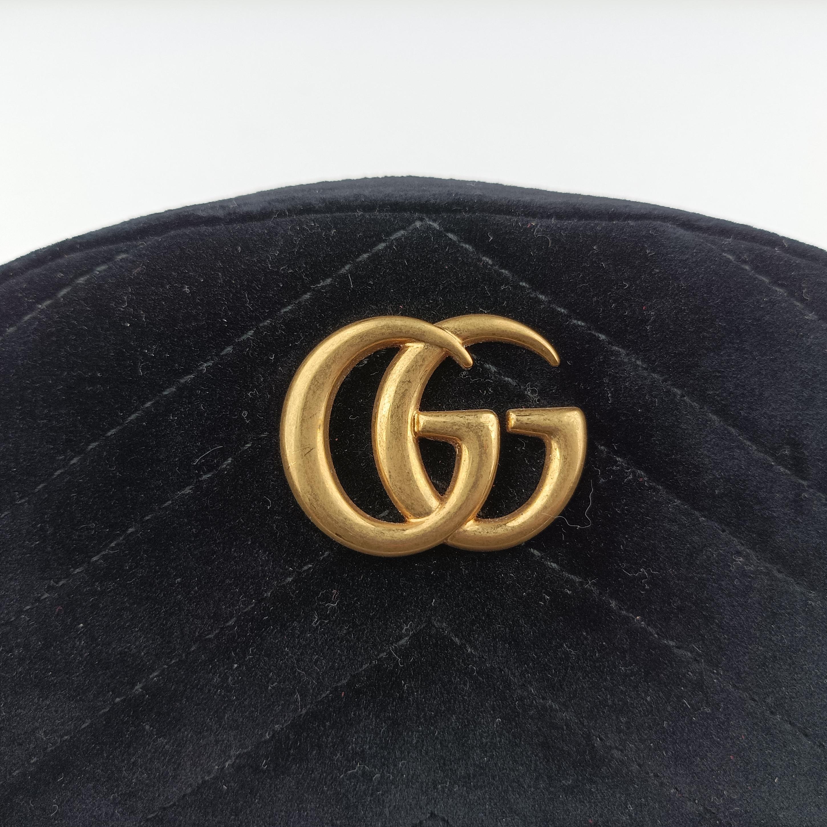 Pre-owned Gucci GG Marmont Black velour 476434 bum bag/waist bag | stylenewstar