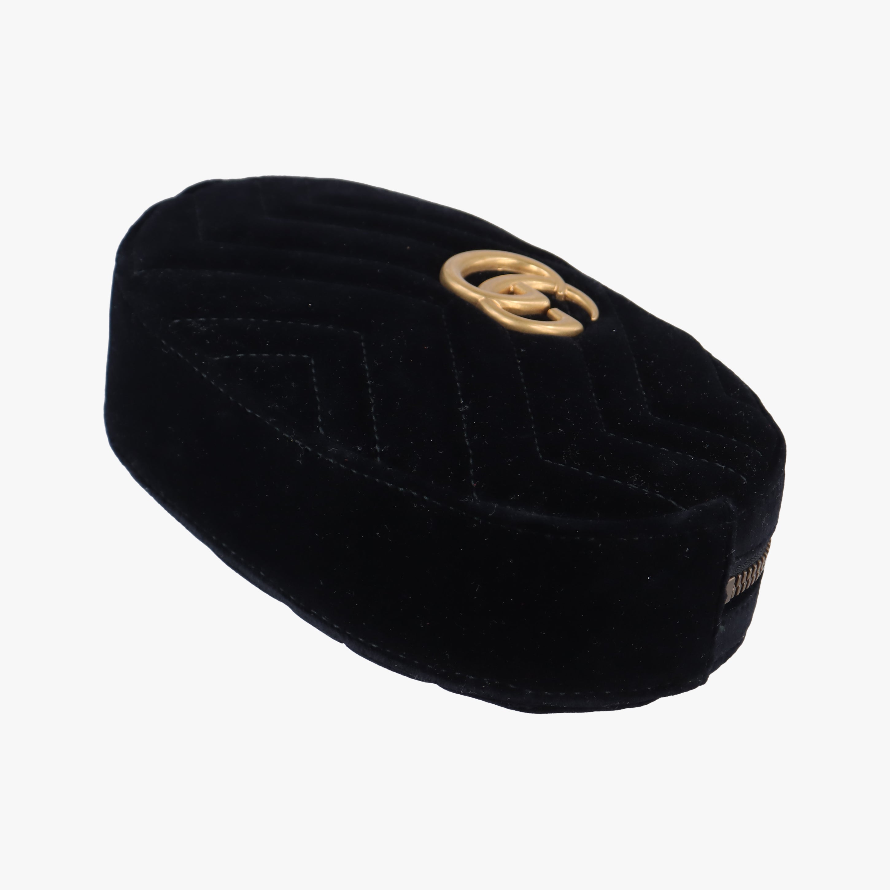 Pre-owned Gucci GG Marmont Black velour 476434 bum bag/waist bag | stylenewstar