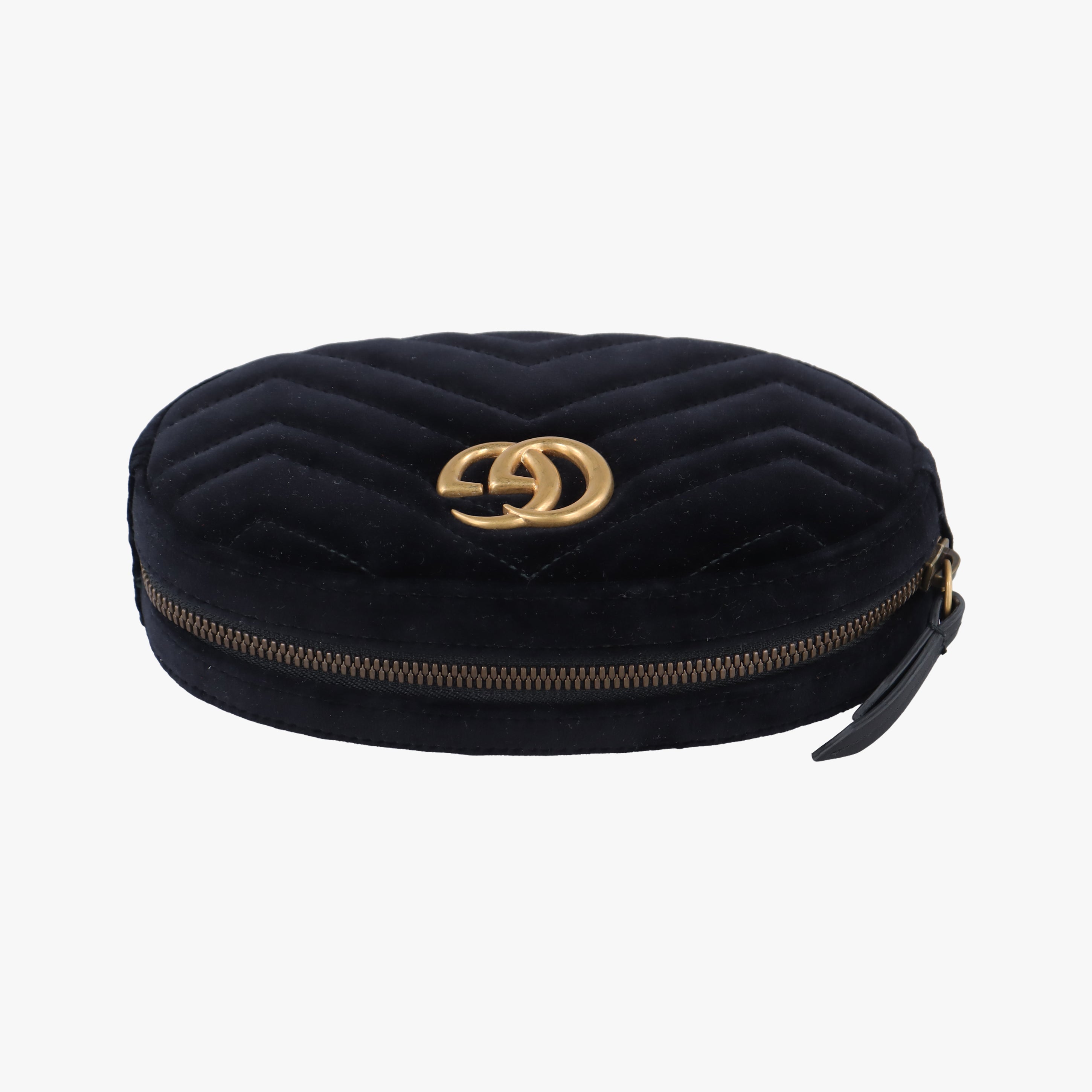 Pre-owned Gucci GG Marmont Black velour 476434 bum bag/waist bag | stylenewstar