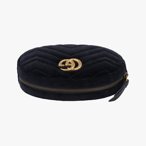 Pre-owned Gucci GG Marmont Black velour 476434 bum bag/waist bag | stylenewstar