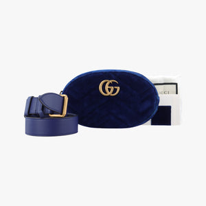 Vintage Gucci GG Marmont Navy velour 476434 bum bag/waist bag | stylenewstar