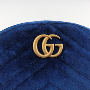 Vintage Gucci GG Marmont Navy velour 476434 bum bag/waist bag | stylenewstar