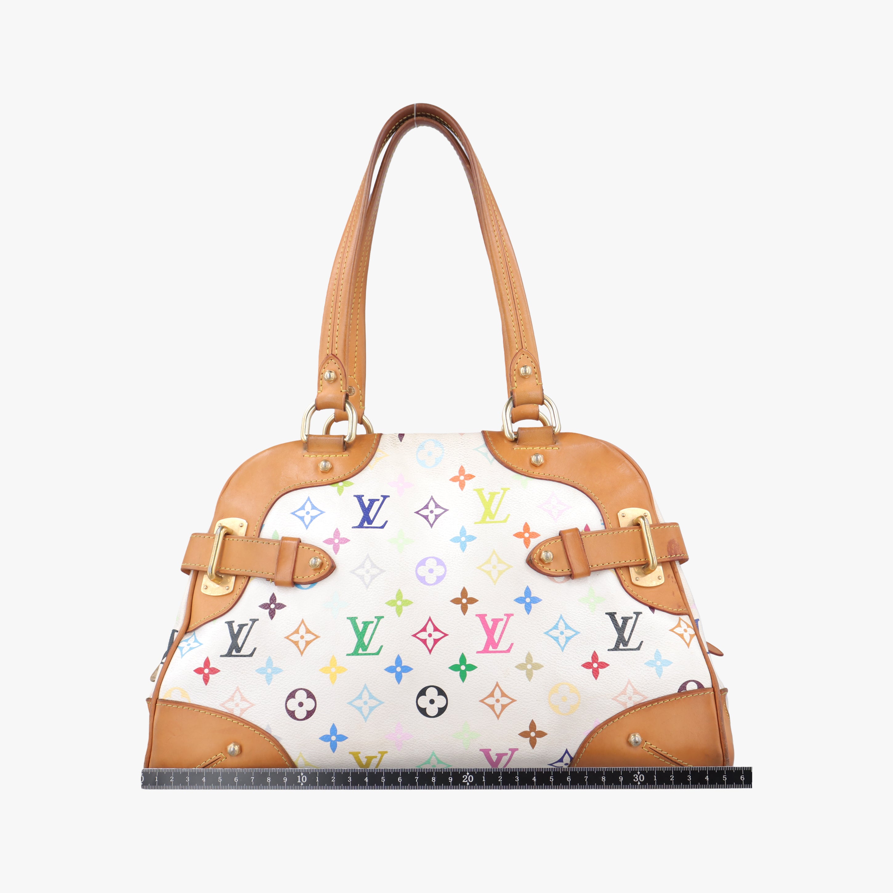 Pre-owned Louis Vuitton CLAUDIA white Monogram Multicolor M40193 handbag | stylenewstar