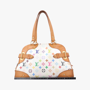Pre-owned Louis Vuitton CLAUDIA white Monogram Multicolor M40193 handbag | stylenewstar