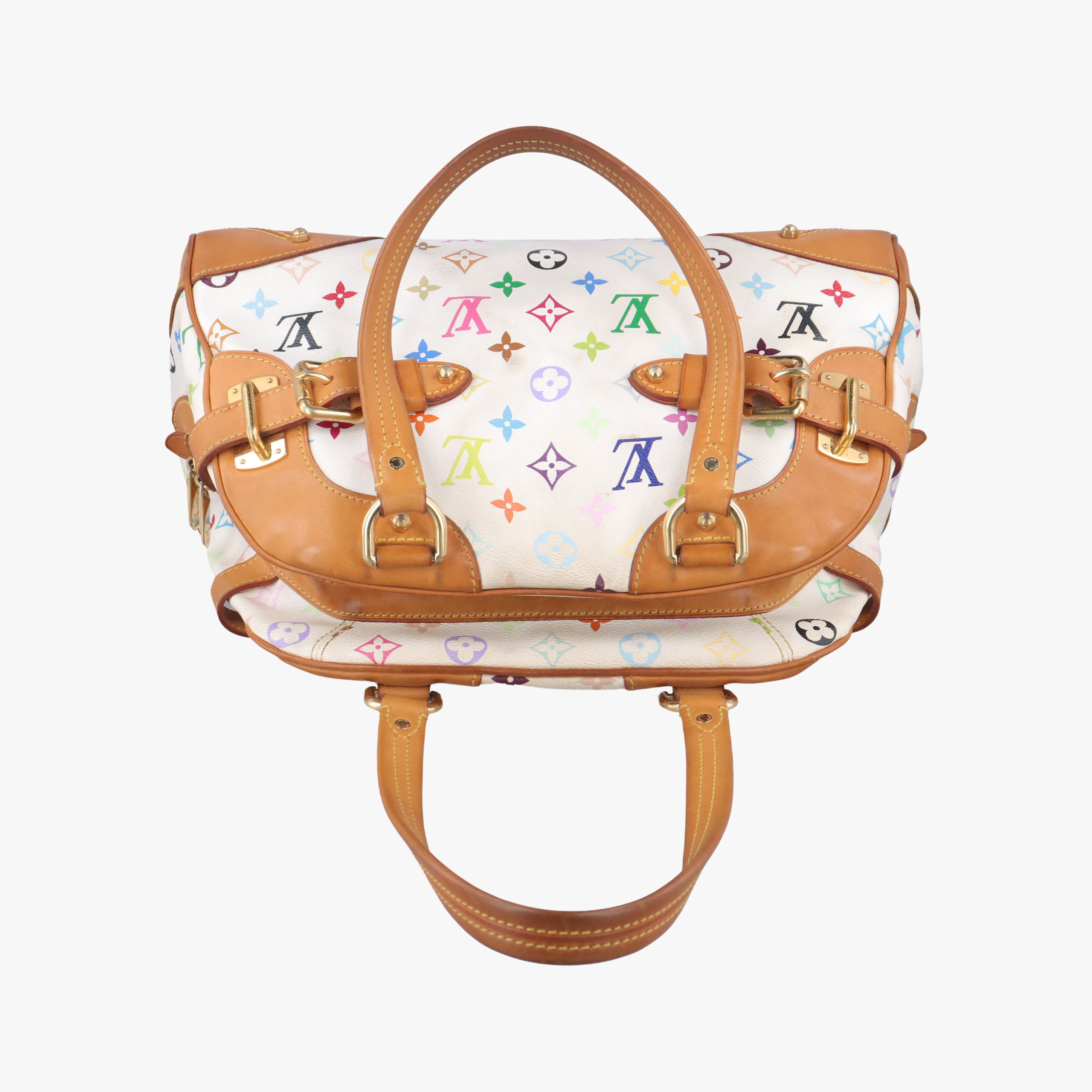 Pre-owned Louis Vuitton CLAUDIA white Monogram Multicolor M40193 handbag | stylenewstar