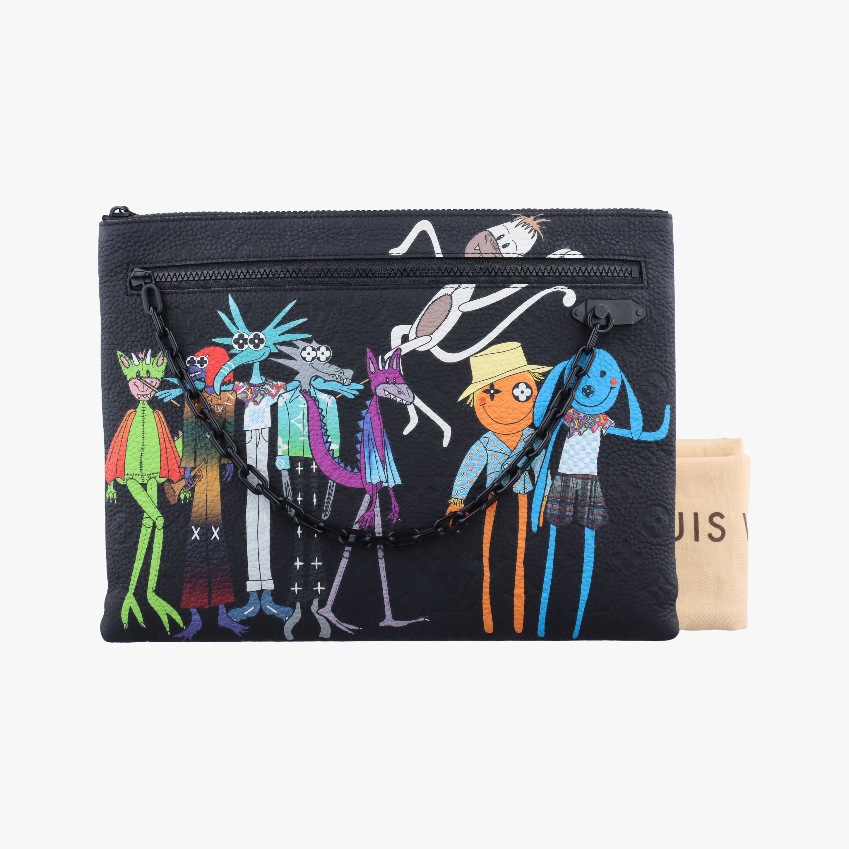 Pre-owned Louis Vuitton Virgil Abloh Black×Multicolor Leather M80147 clutchbag | stylenewstar