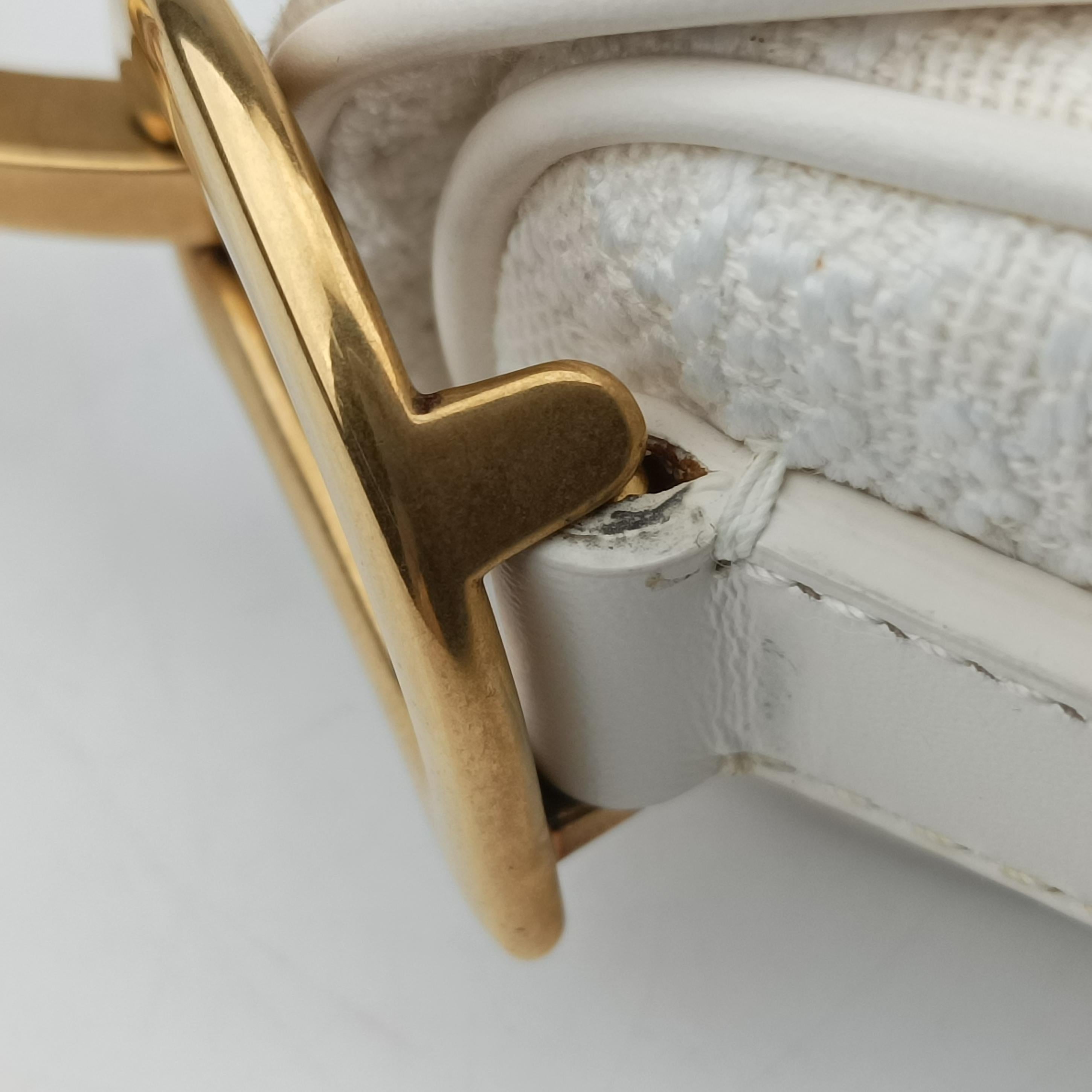 Secondhand Christian Dior saddle White jacquard  handbag | stylenewstar