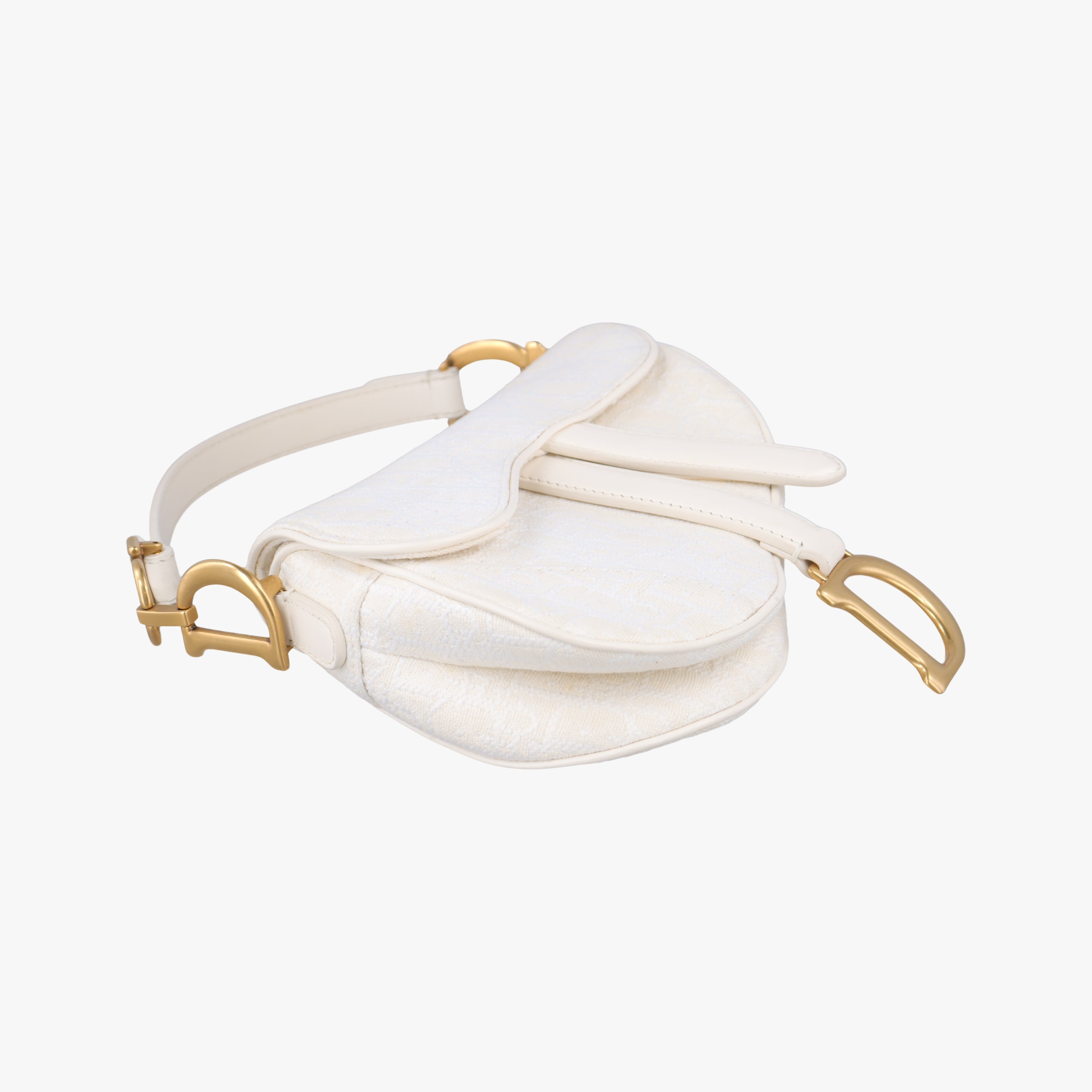 Secondhand Christian Dior saddle White jacquard  handbag | stylenewstar