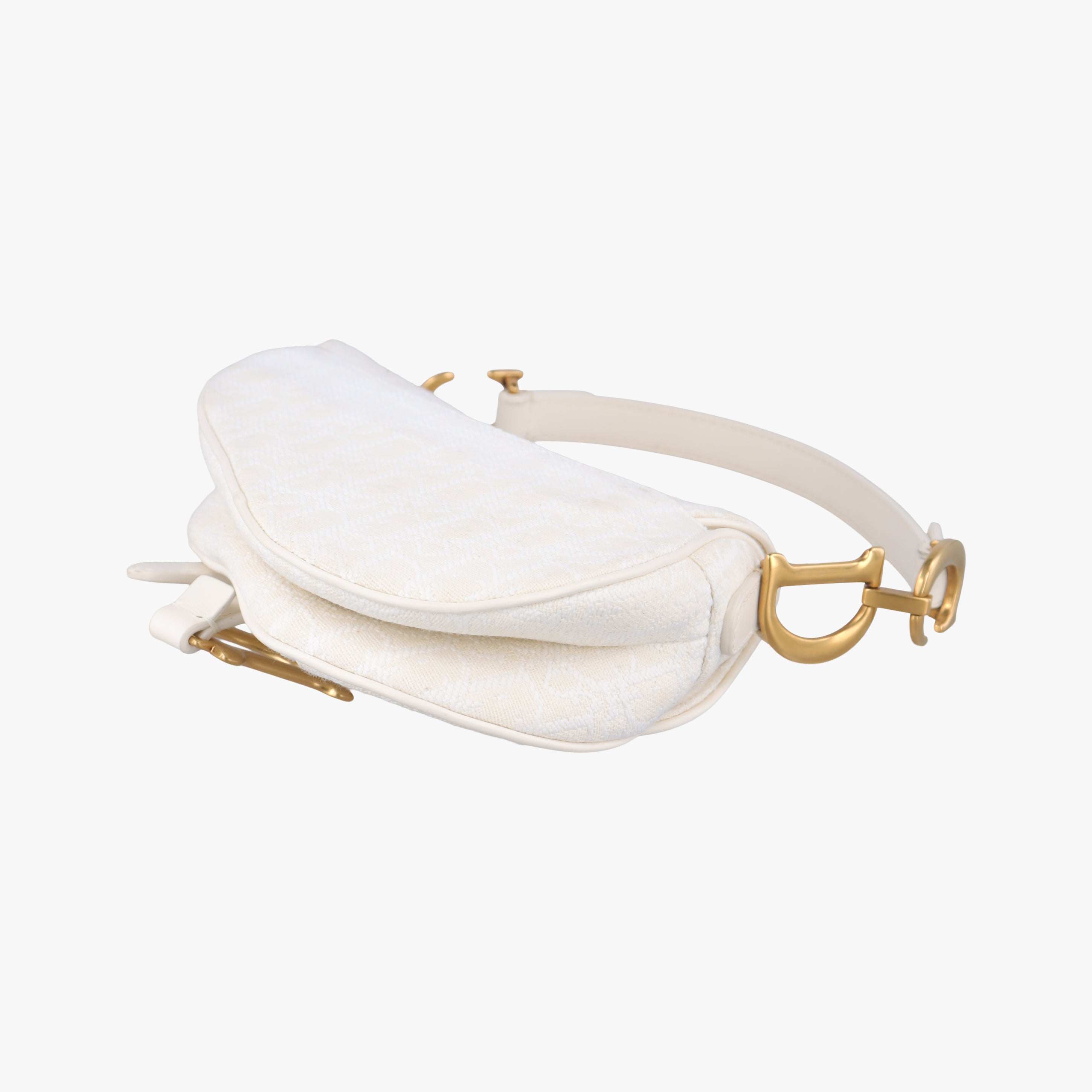 Secondhand Christian Dior saddle White jacquard  handbag | stylenewstar