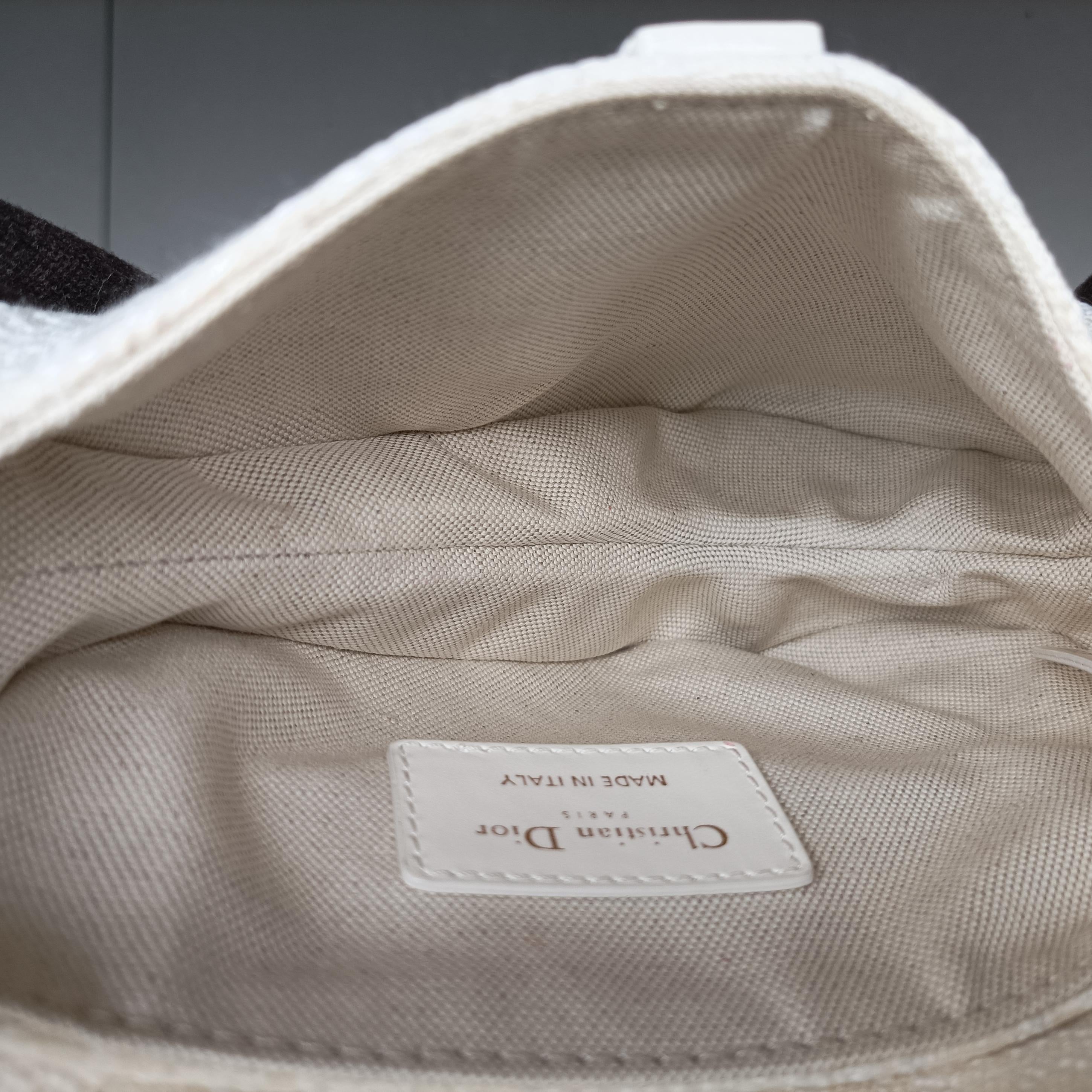 Secondhand Christian Dior saddle White jacquard  handbag | stylenewstar
