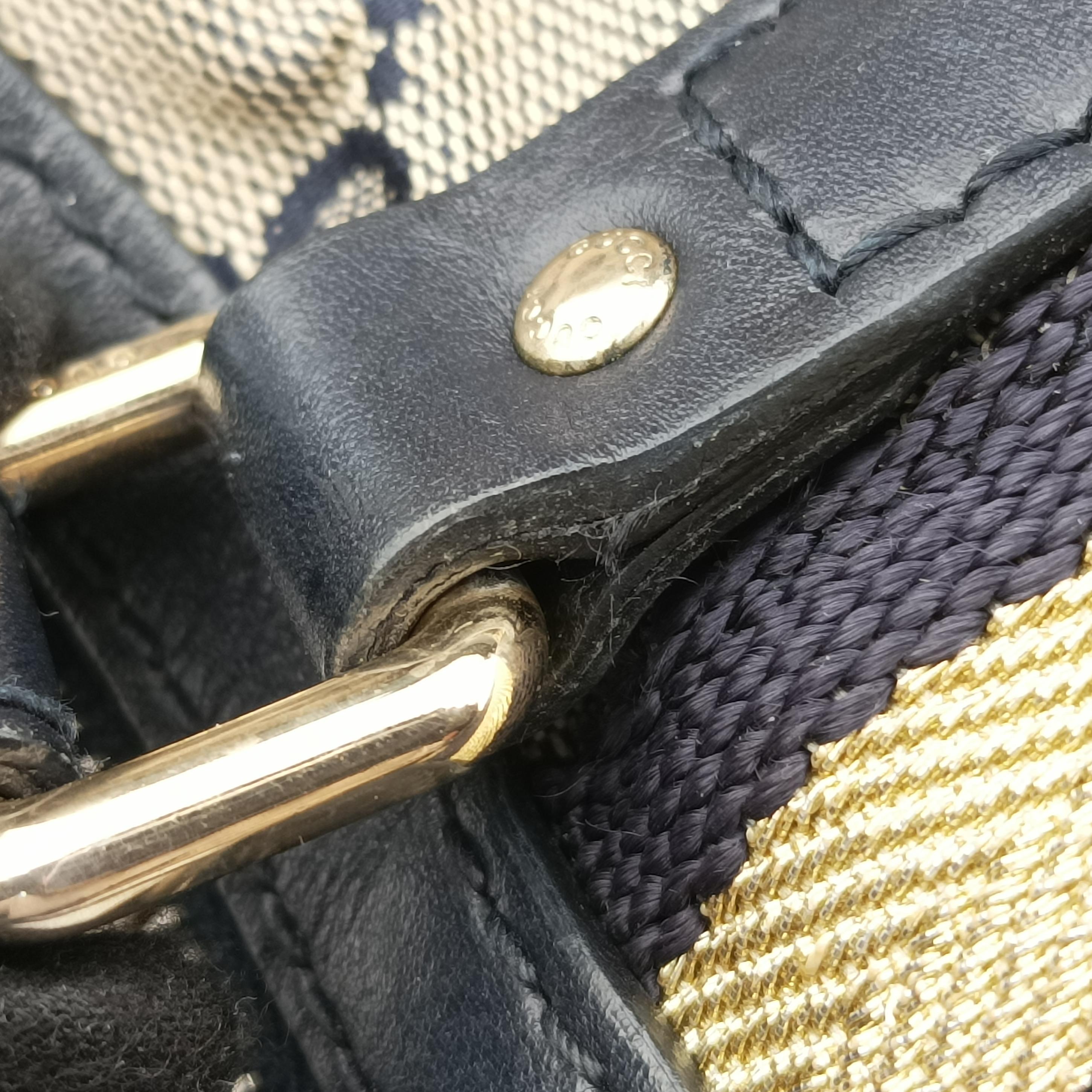 Vintage Gucci Sherry Line Navy x Beige x Black canvas x leather 247205 shoulderbag | stylenewstar