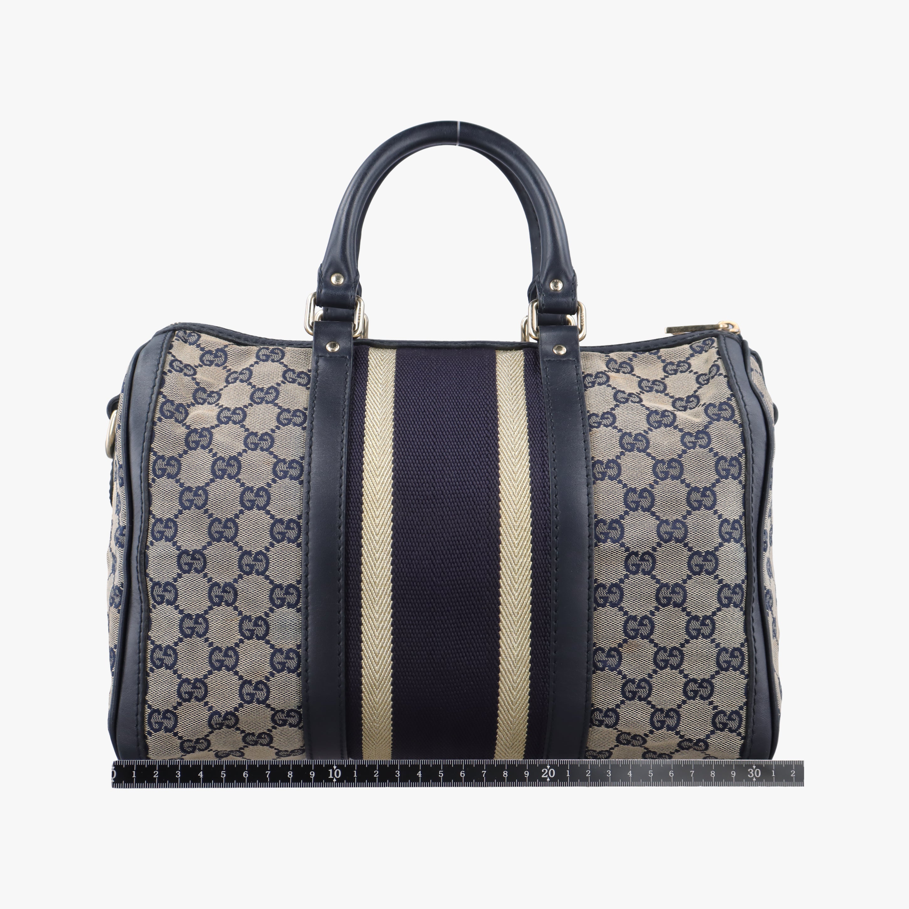 Vintage Gucci Sherry Line Navy x Beige x Black canvas x leather 247205 shoulderbag | stylenewstar