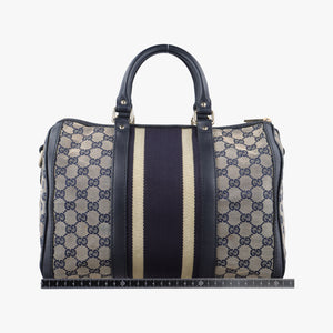 Vintage Gucci Sherry Line Navy x Beige x Black canvas x leather 247205 shoulderbag | stylenewstar