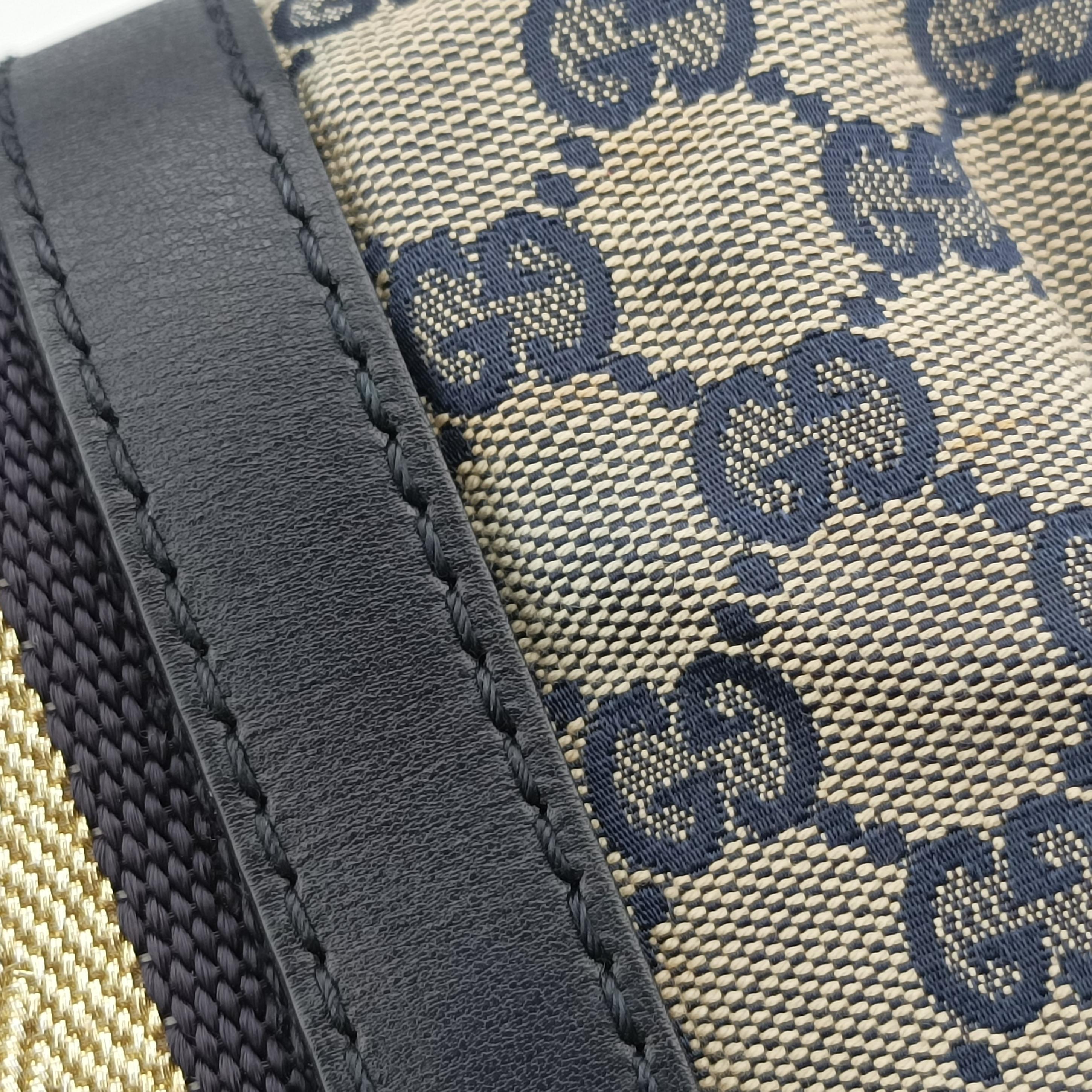 Vintage Gucci Sherry Line Navy x Beige x Black canvas x leather 247205 shoulderbag | stylenewstar