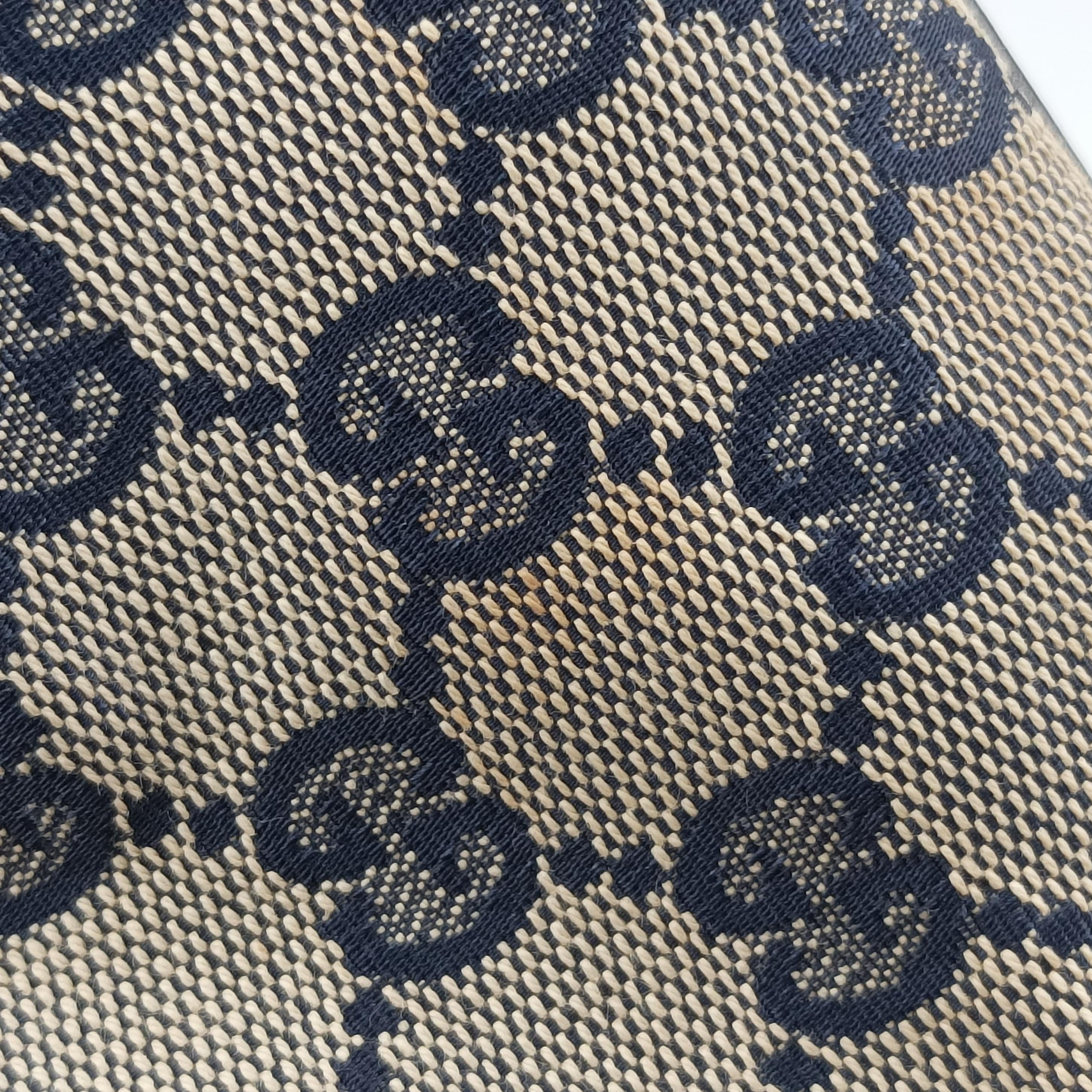 Vintage Gucci Sherry Line Navy x Beige x Black canvas x leather 247205 shoulderbag | stylenewstar