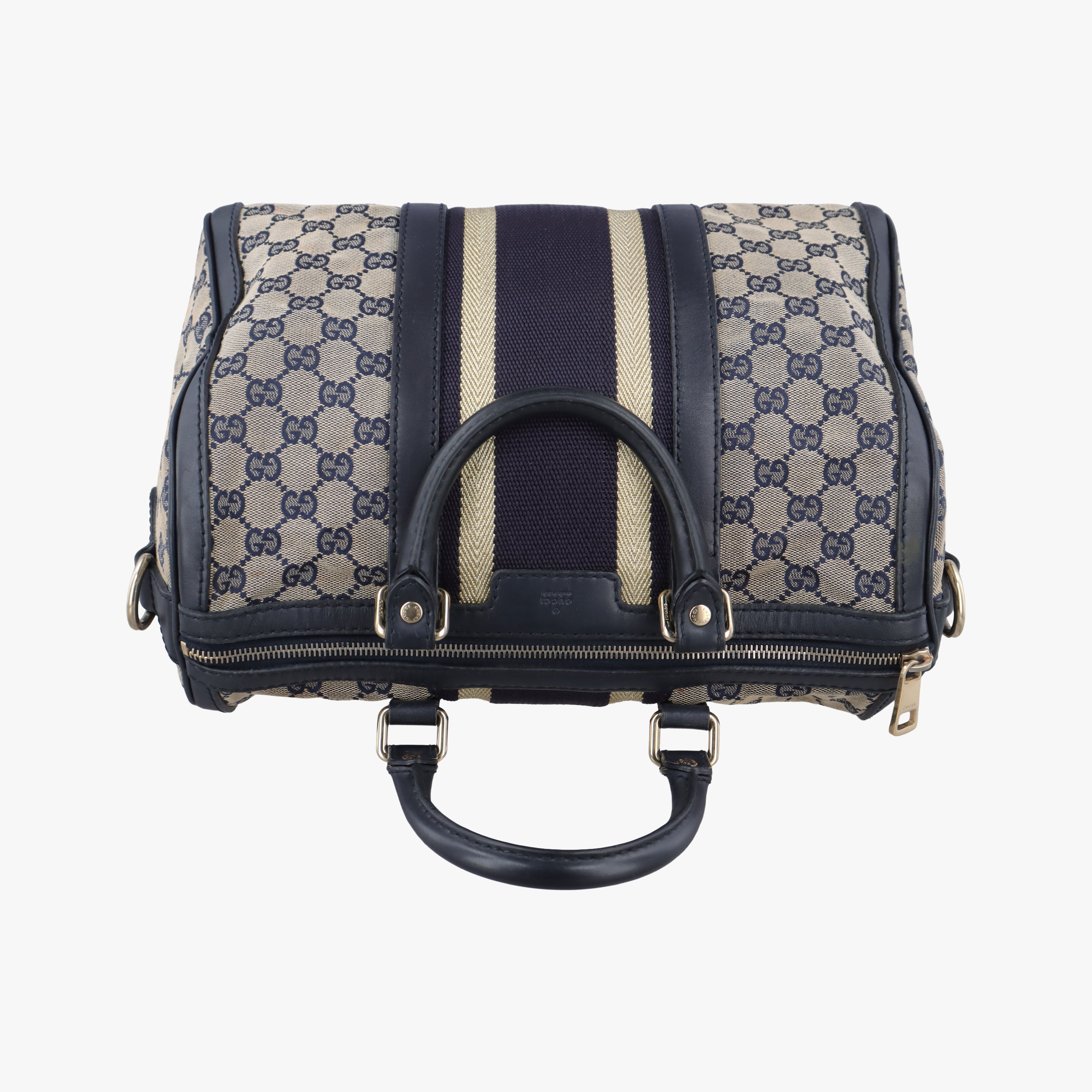 Vintage Gucci Sherry Line Navy x Beige x Black canvas x leather 247205 shoulderbag | stylenewstar