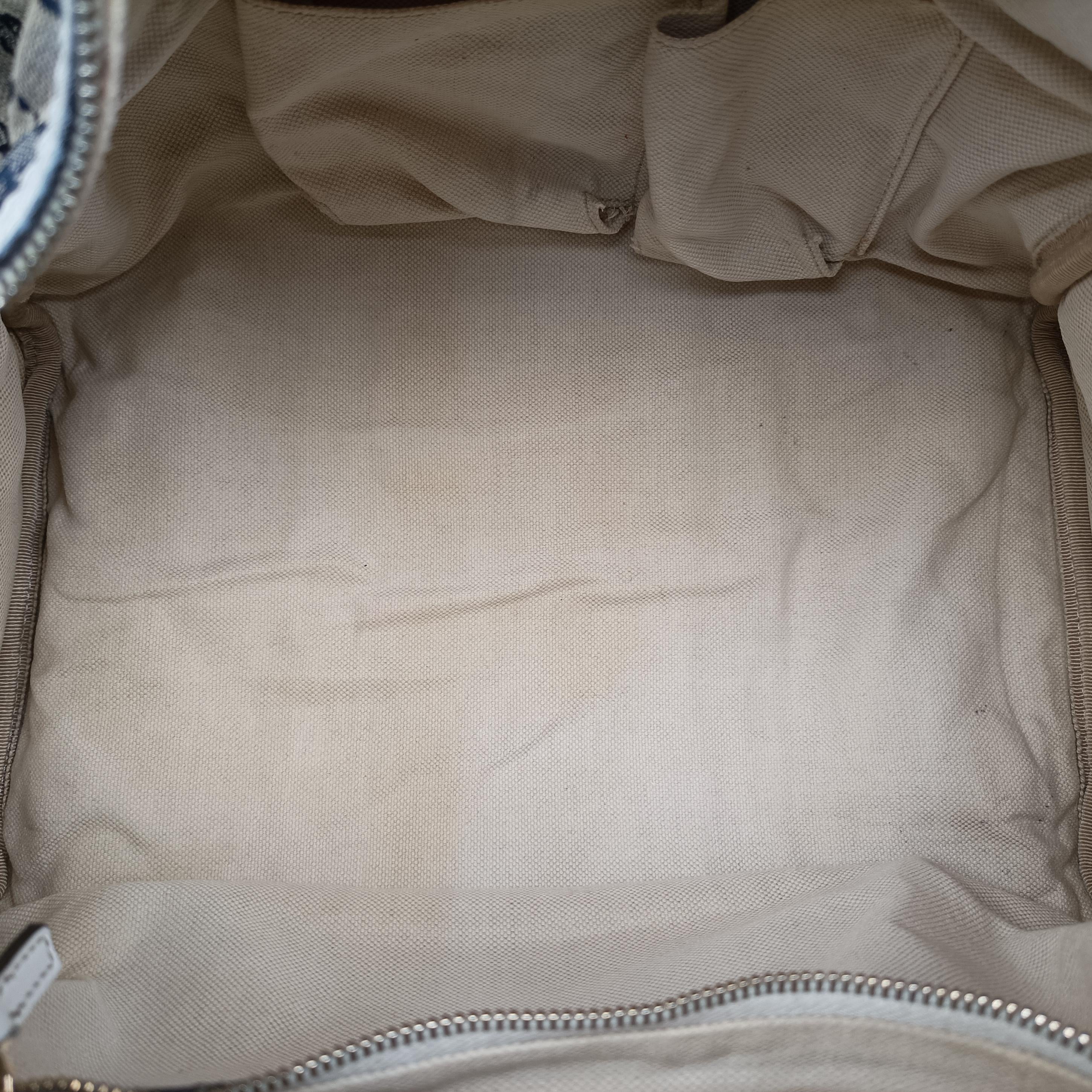 Pre-owned Gucci Sherry Line White x Beige x Multicolour canvas x leather 247205 shoulderbag | stylenewstar