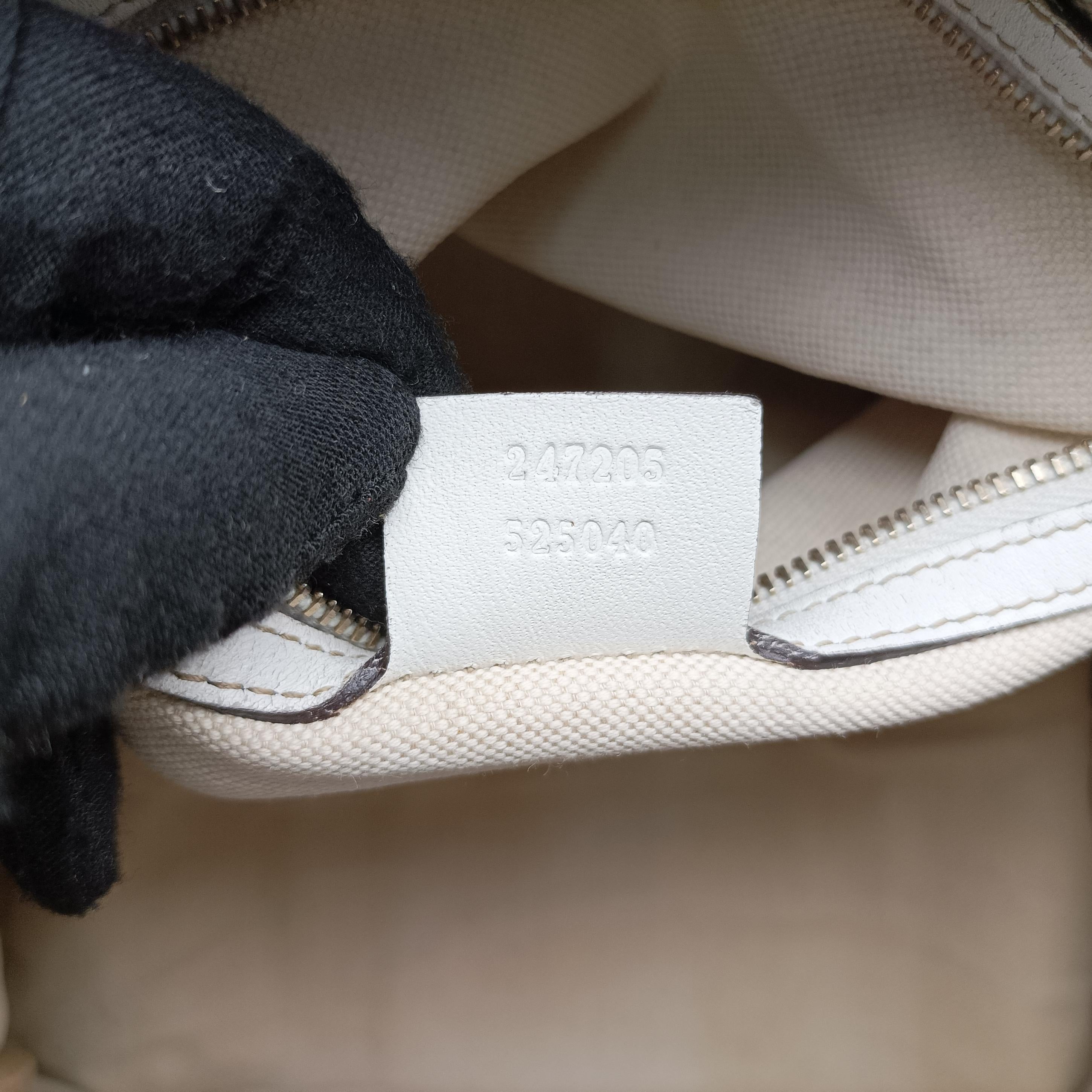 Pre-owned Gucci Sherry Line White x Beige x Multicolour canvas x leather 247205 shoulderbag | stylenewstar