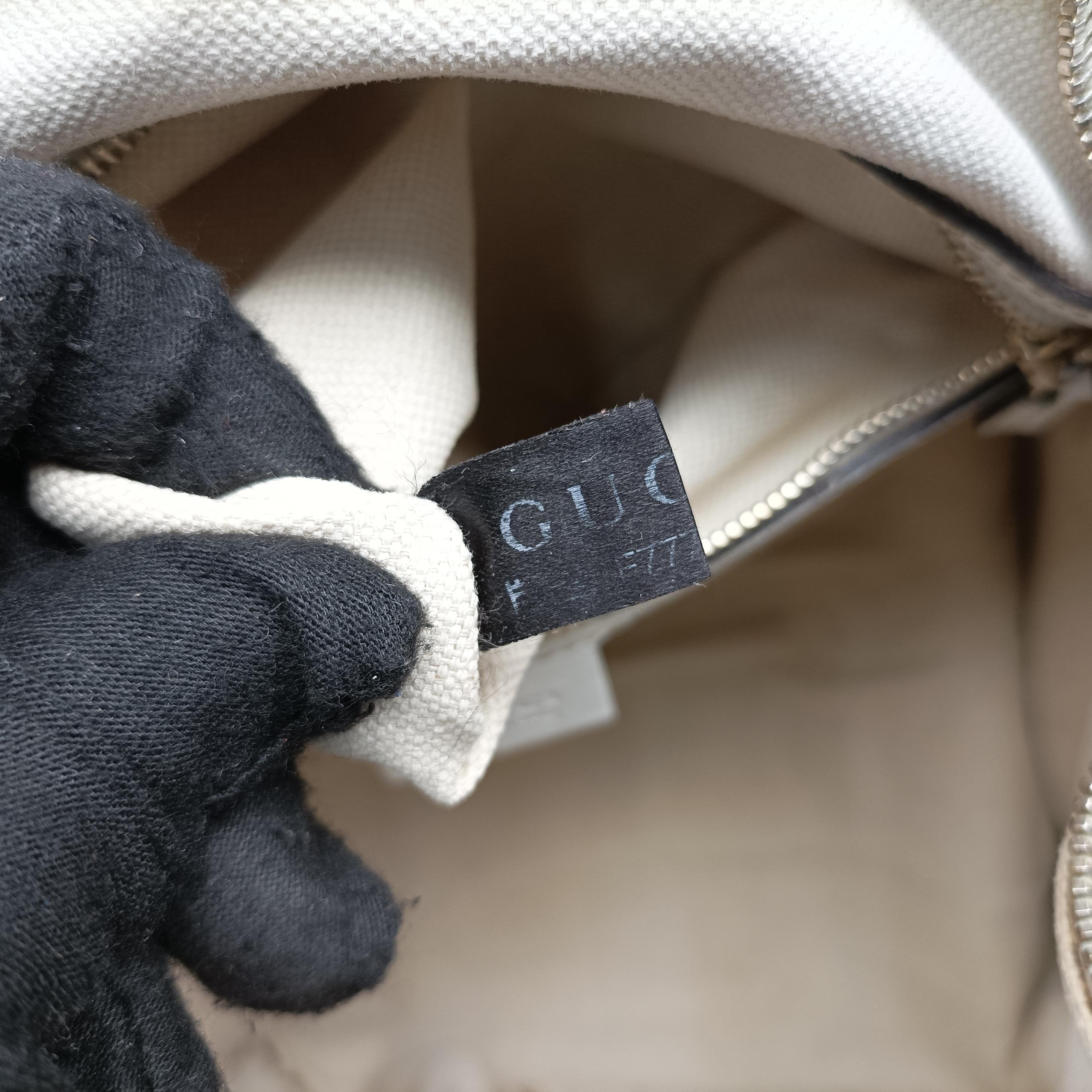 Pre-owned Gucci Sherry Line White x Beige x Multicolour canvas x leather 247205 shoulderbag | stylenewstar