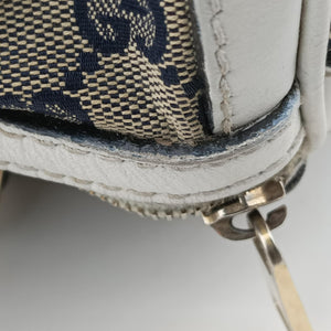 Pre-owned Gucci Sherry Line White x Beige x Multicolour canvas x leather 247205 shoulderbag | stylenewstar