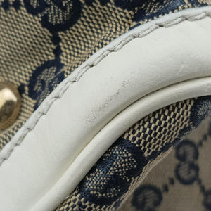 Pre-owned Gucci Sherry Line White x Beige x Multicolour canvas x leather 247205 shoulderbag | stylenewstar