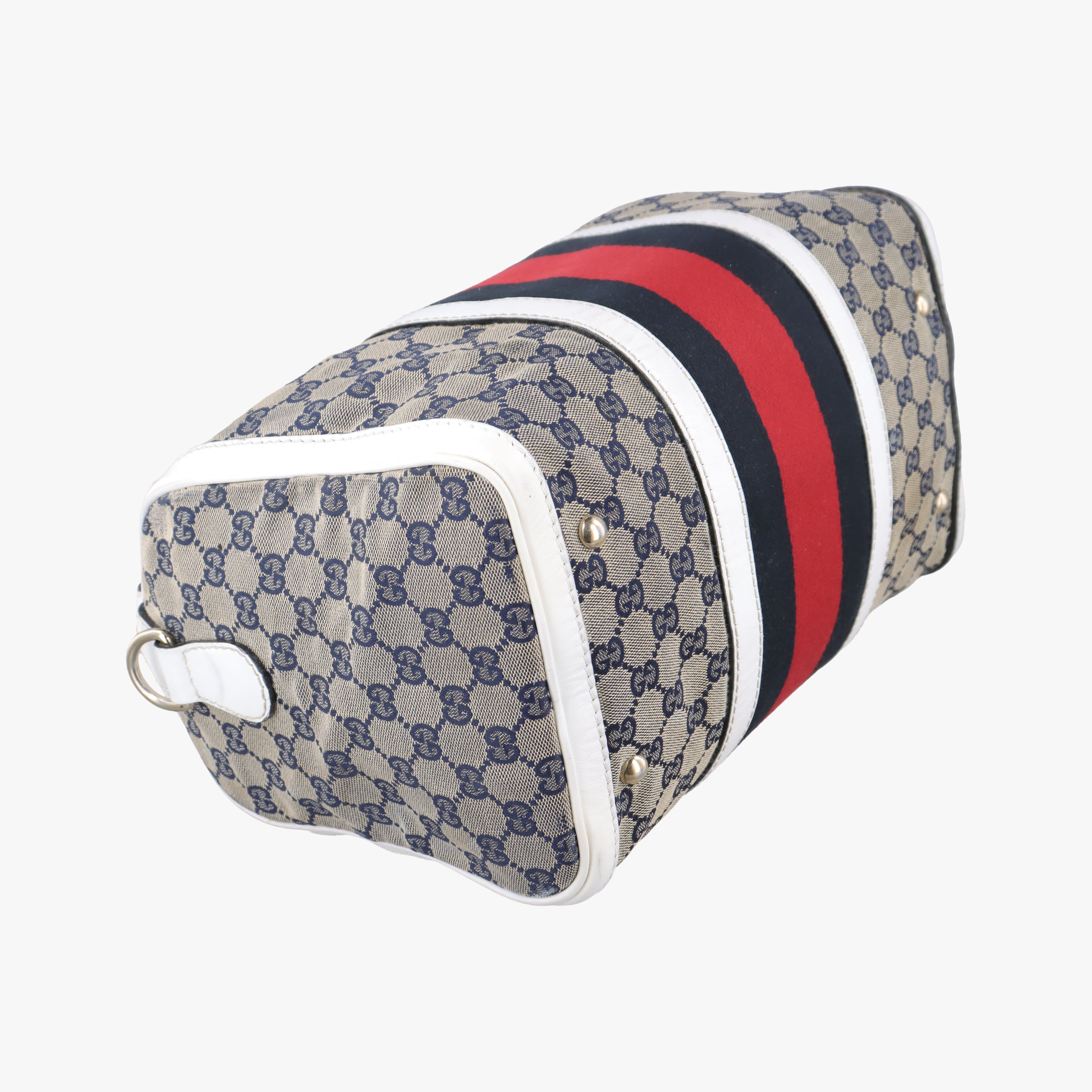 Pre-owned Gucci Sherry Line White x Beige x Multicolour canvas x leather 247205 shoulderbag | stylenewstar