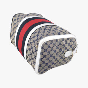 Pre-owned Gucci Sherry Line White x Beige x Multicolour canvas x leather 247205 shoulderbag | stylenewstar