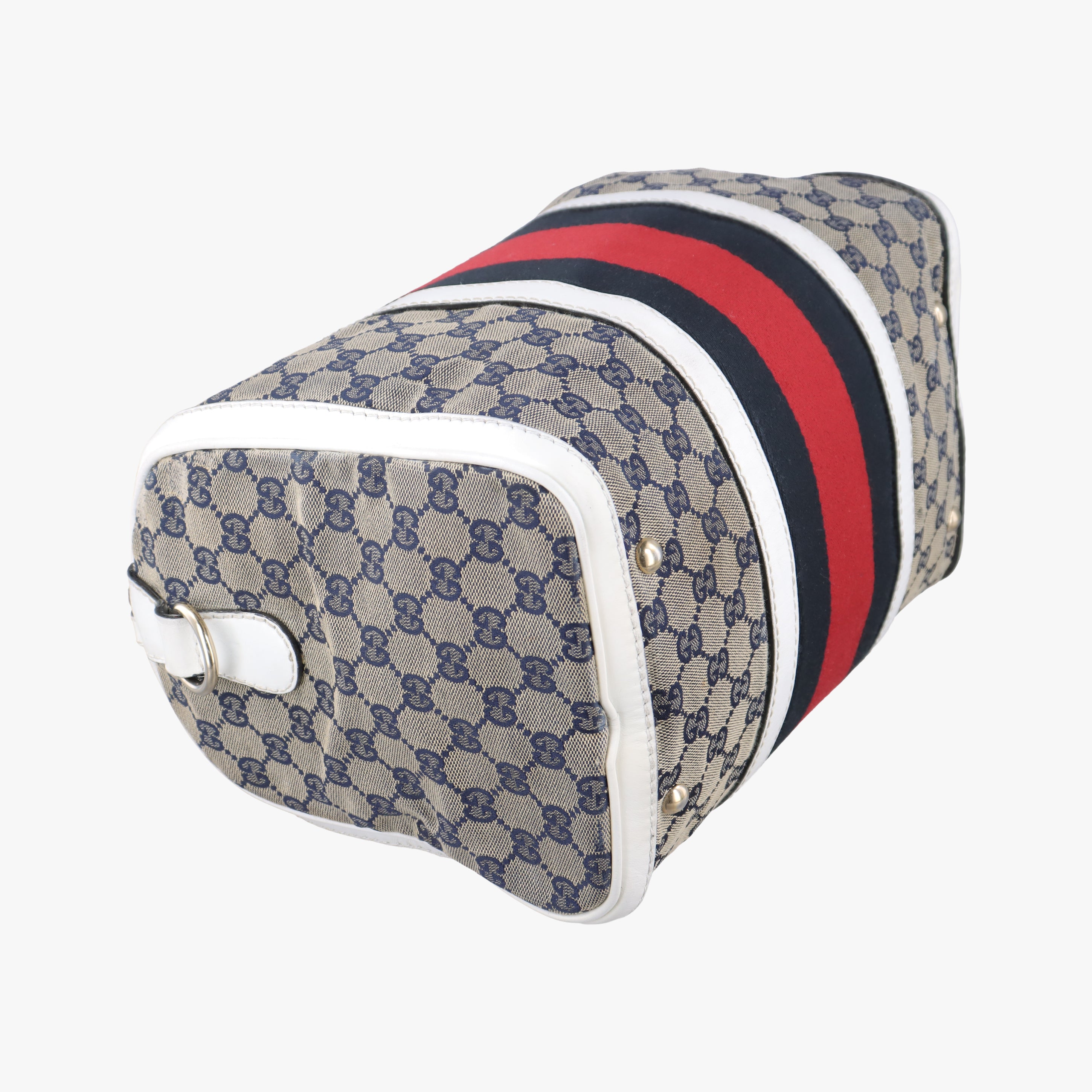 Pre-owned Gucci Sherry Line White x Beige x Multicolour canvas x leather 247205 shoulderbag | stylenewstar