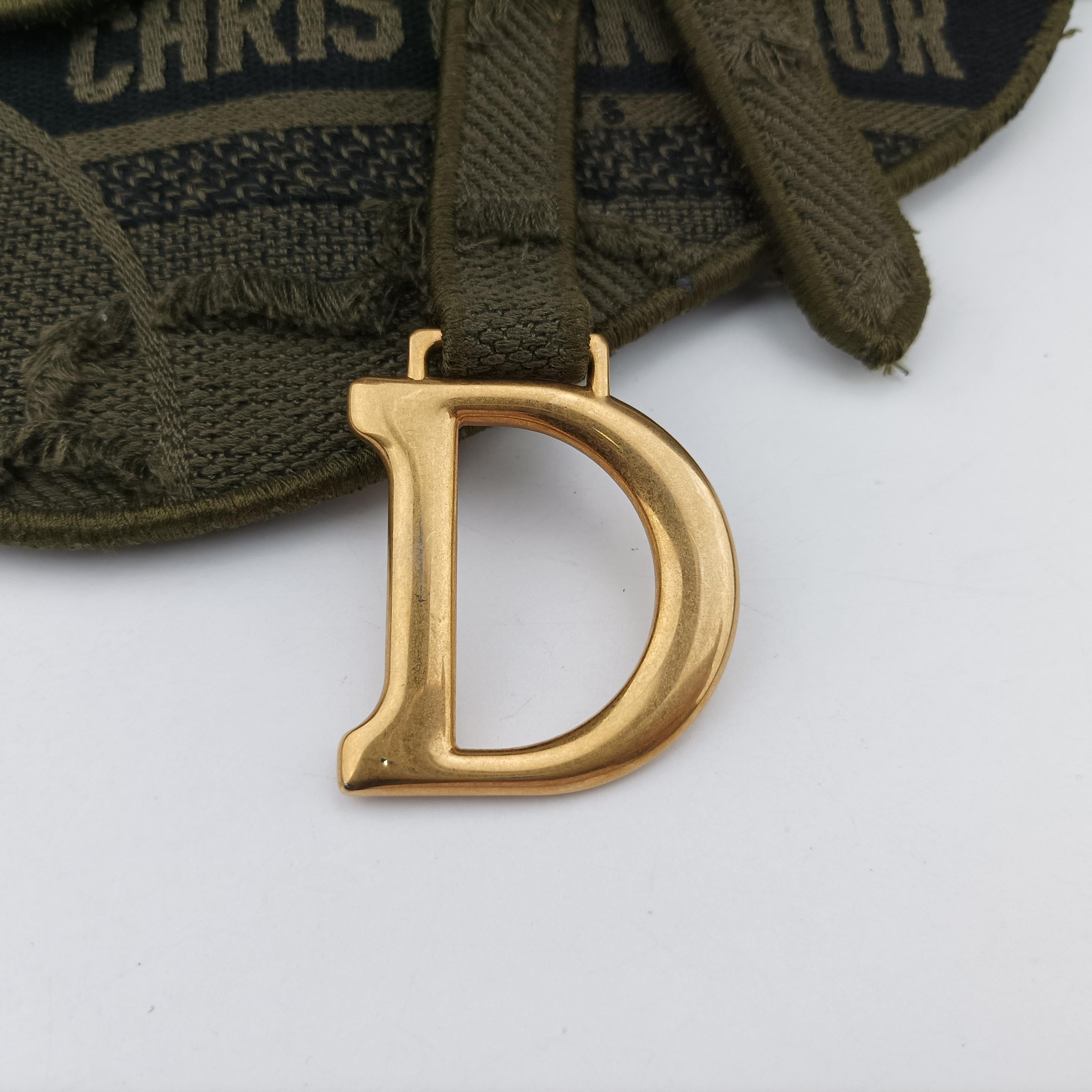 Pre-owned Christian Dior logo saddle Green Jacquard  bum bag/waist bag | stylenewstar