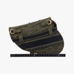 Pre-owned Christian Dior logo saddle Green Jacquard  bum bag/waist bag | stylenewstar