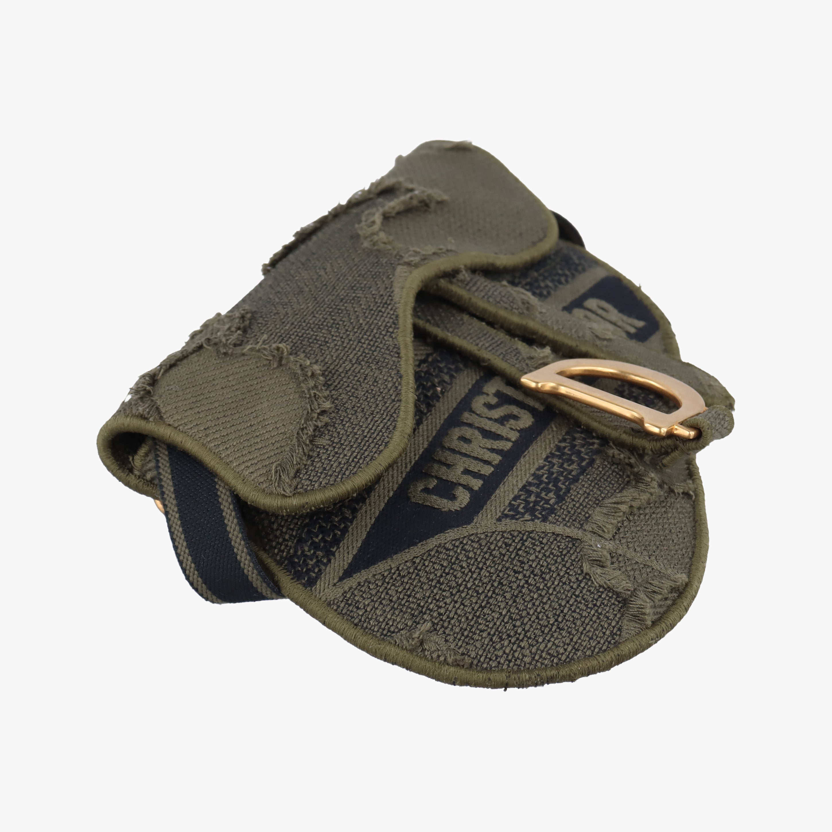 Pre-owned Christian Dior logo saddle Green Jacquard  bum bag/waist bag | stylenewstar