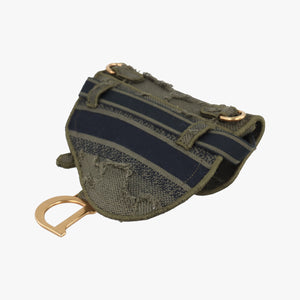 Pre-owned Christian Dior logo saddle Green Jacquard  bum bag/waist bag | stylenewstar