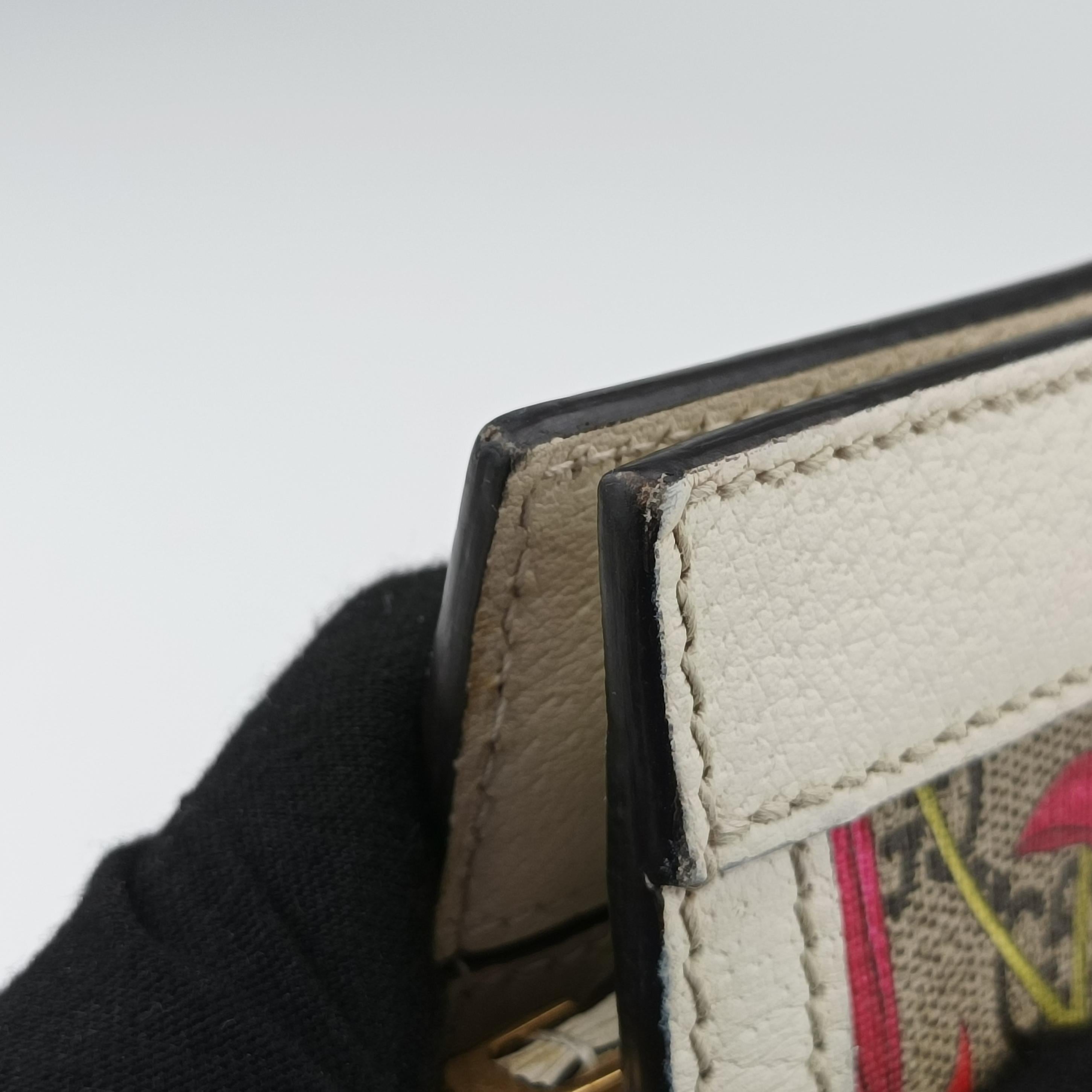 Pre-owned Gucci Ophidia Beige x White x Multicolor PVC coated canvas 503877 shoulderbag | stylenewstar