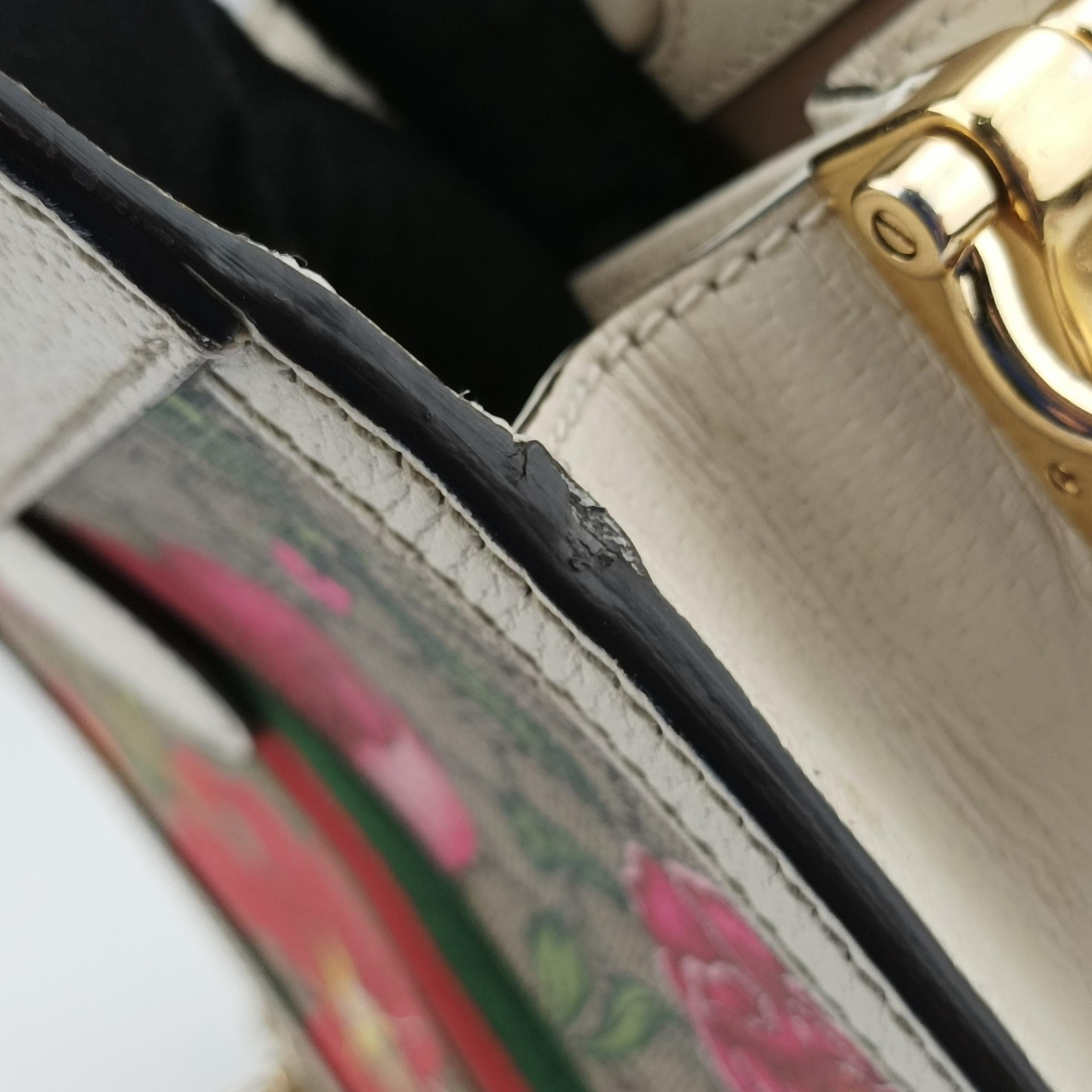 Pre-owned Gucci Ophidia Beige x White x Multicolor PVC coated canvas 503877 shoulderbag | stylenewstar