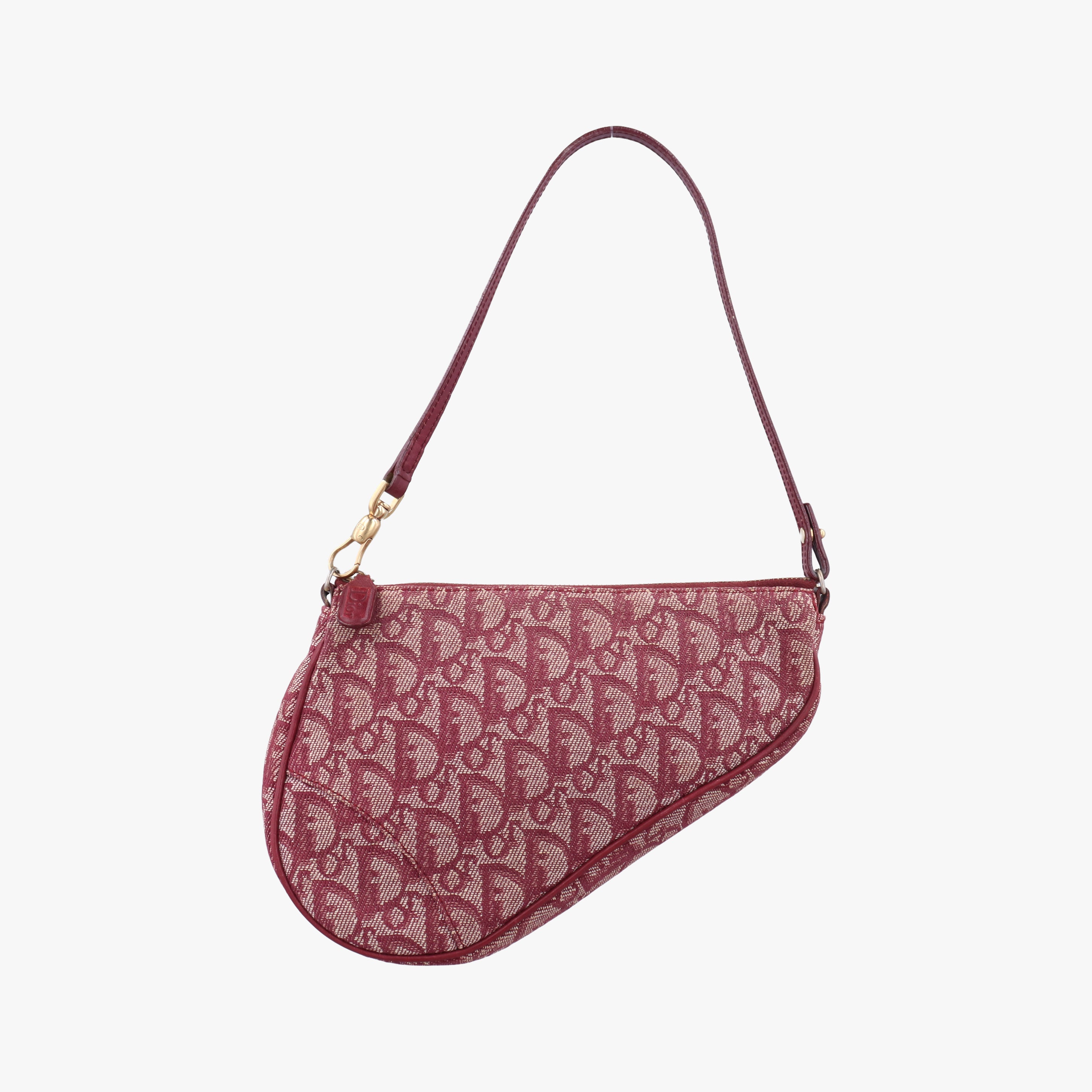 Pre-owned Christian Dior Saddle Red×beige jacquard  handbag | stylenewstar