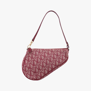 Pre-owned Christian Dior Saddle Red×beige jacquard  handbag | stylenewstar