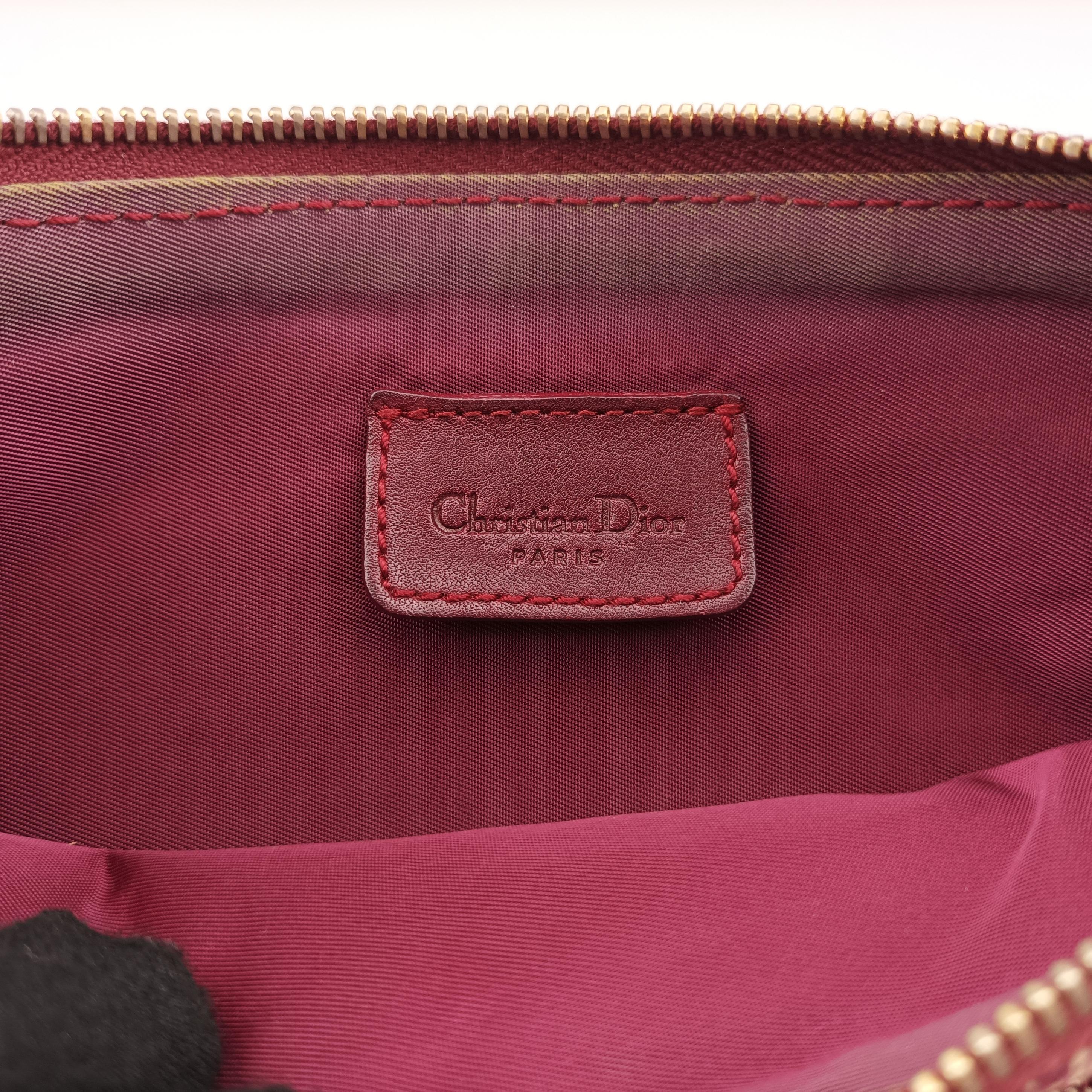 Pre-owned Christian Dior Saddle Red×beige jacquard  handbag | stylenewstar