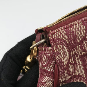 Pre-owned Christian Dior Saddle Red×beige jacquard  handbag | stylenewstar