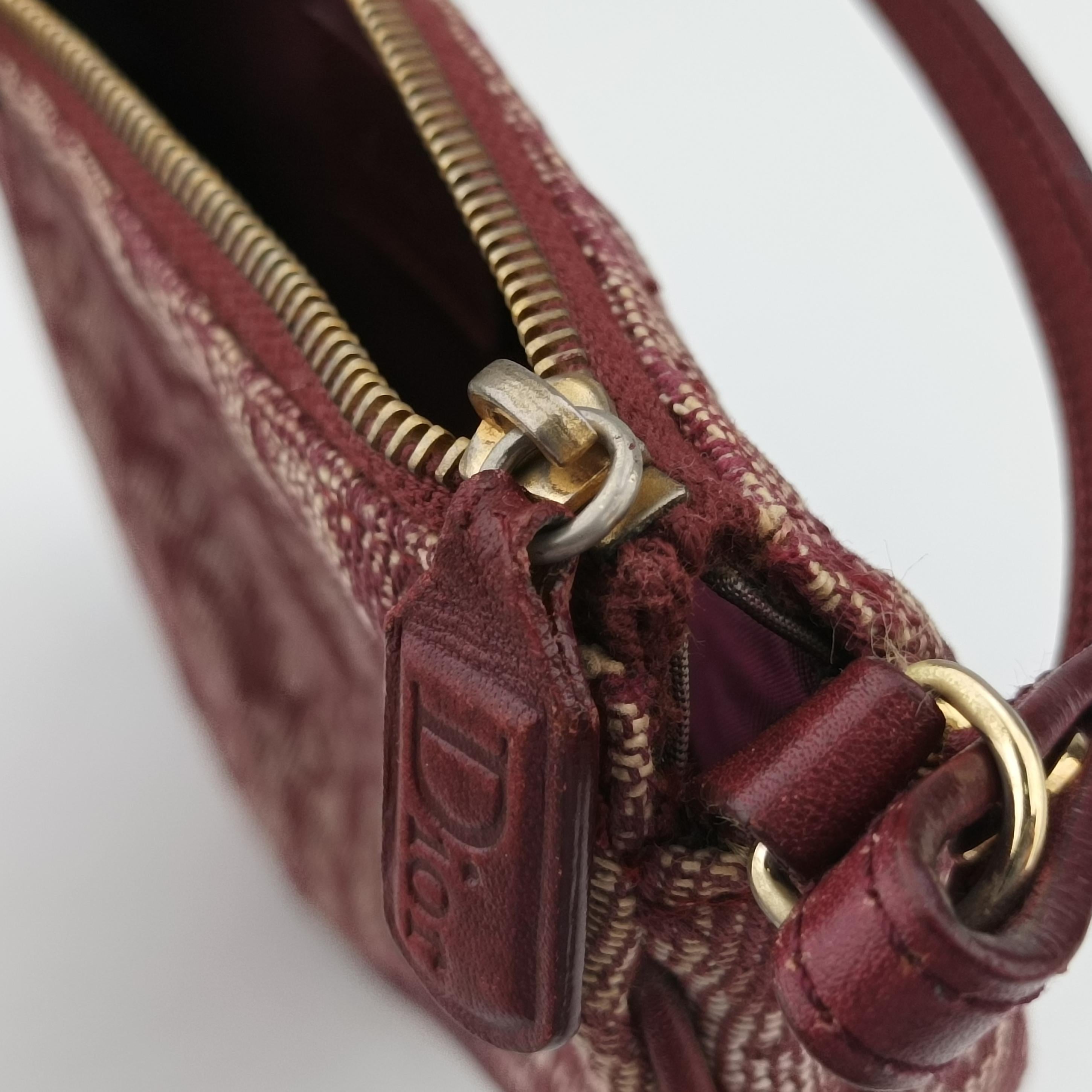 Pre-owned Christian Dior Saddle Red×beige jacquard  handbag | stylenewstar