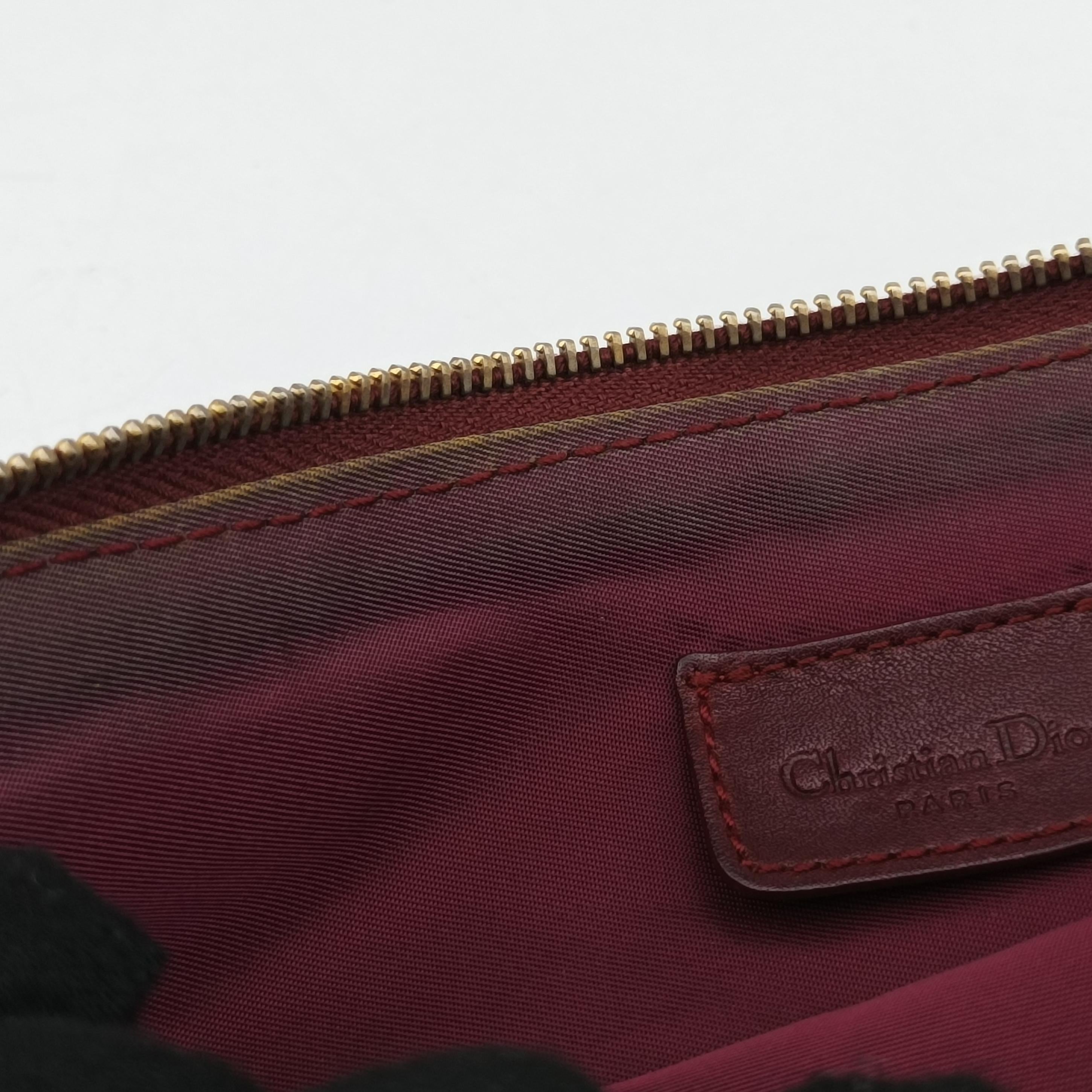 Pre-owned Christian Dior Saddle Red×beige jacquard  handbag | stylenewstar