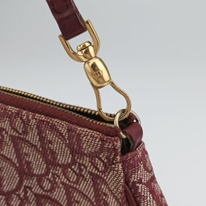 Pre-owned Christian Dior Saddle Red×beige jacquard  handbag | stylenewstar
