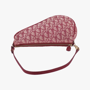 Pre-owned Christian Dior Saddle Red×beige jacquard  handbag | stylenewstar